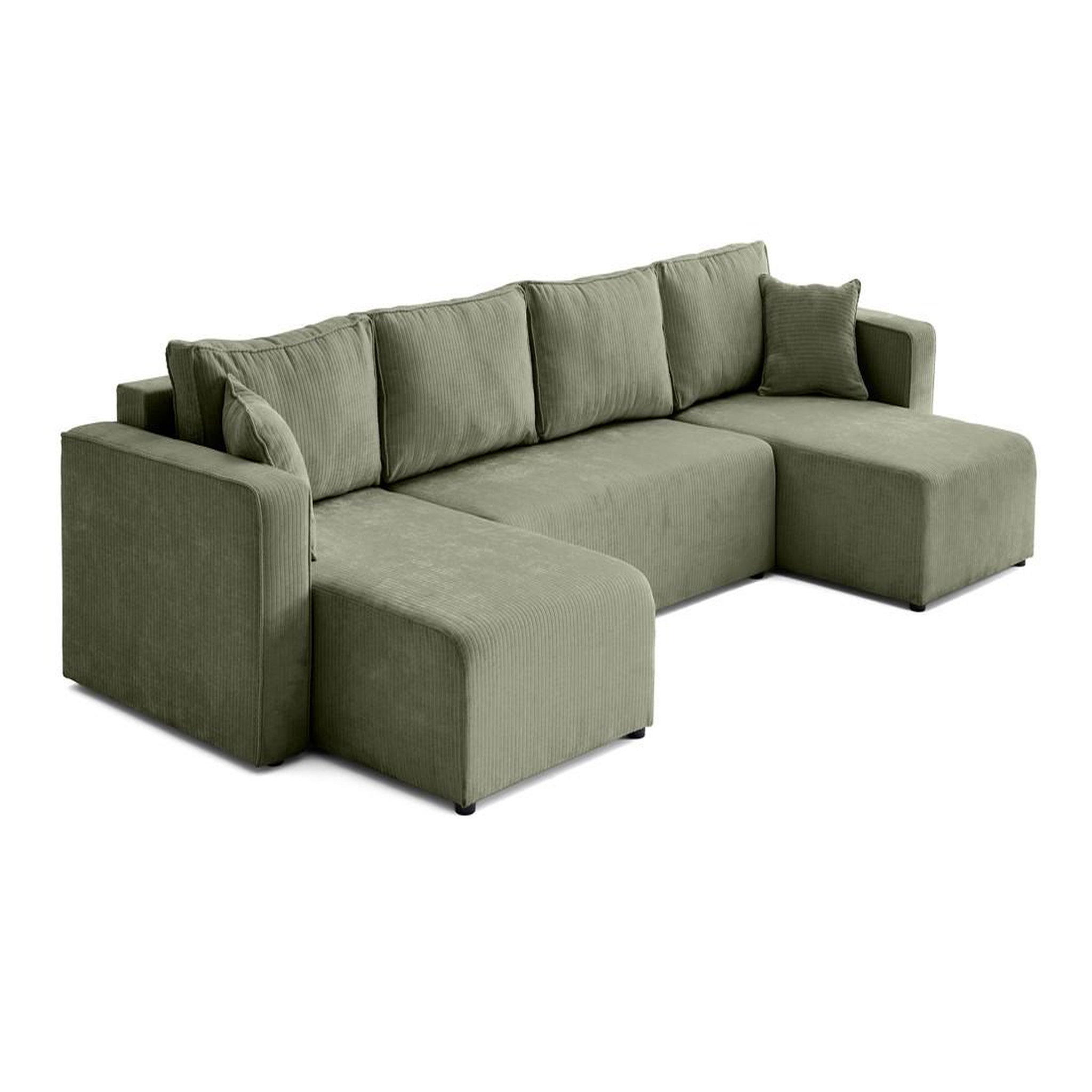 Voir la diapositive 5 : BEST MOBILIER Topaze - canapé panoramique en u - 7 places - convertible avec coffre - en velours côtelé plat
