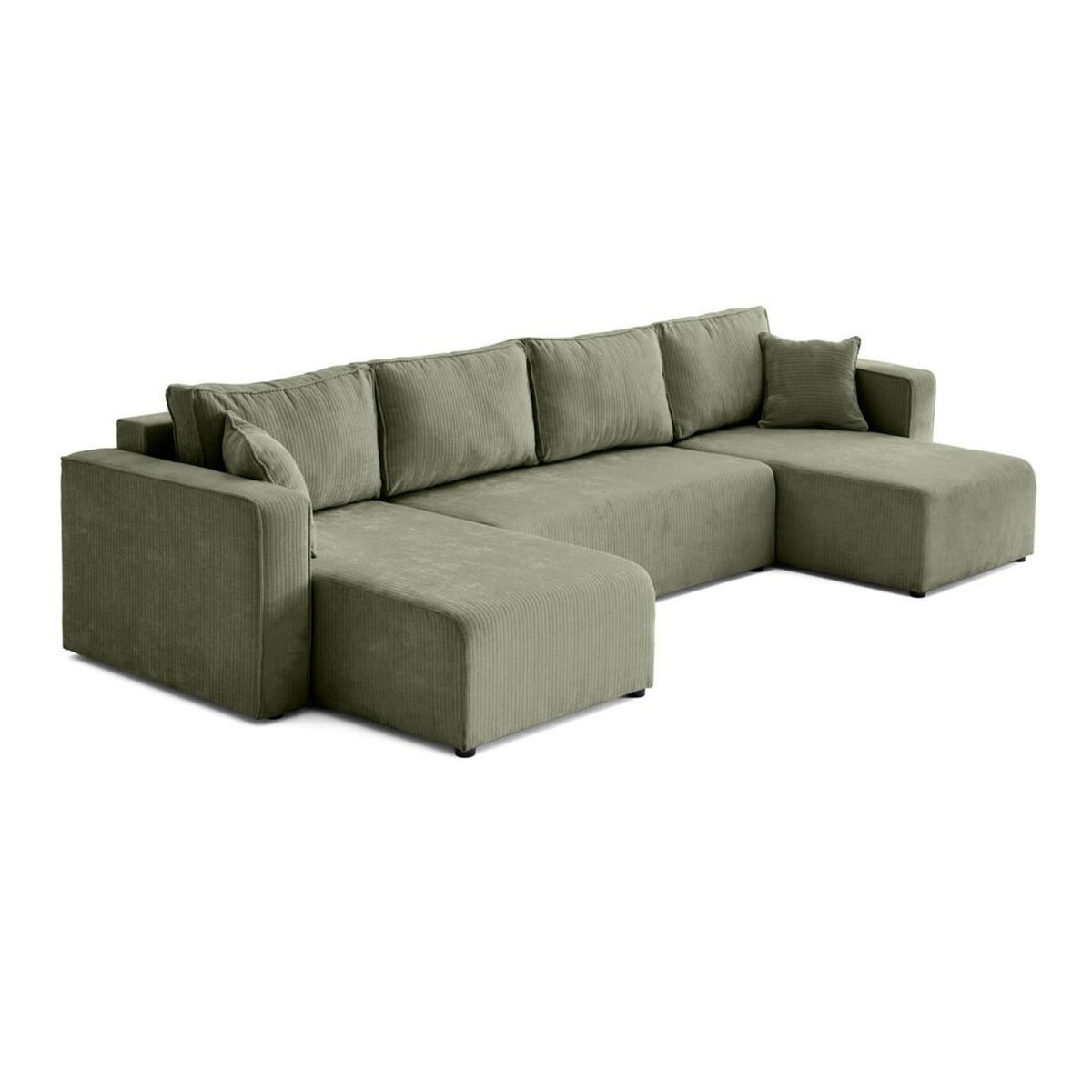 BEST MOBILIER Topaze - canapé panoramique en u - 7 places - convertible avec coffre - en velours côtelé plat