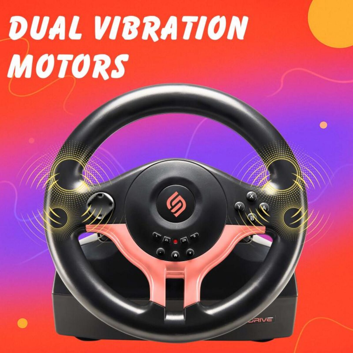 Subsonic Subsonic - Volant Superdrive SV250-S - Volant de Course Switch 2 / Switch. Rotation à 180 , avec pédales et palettes au volant - Red Edition