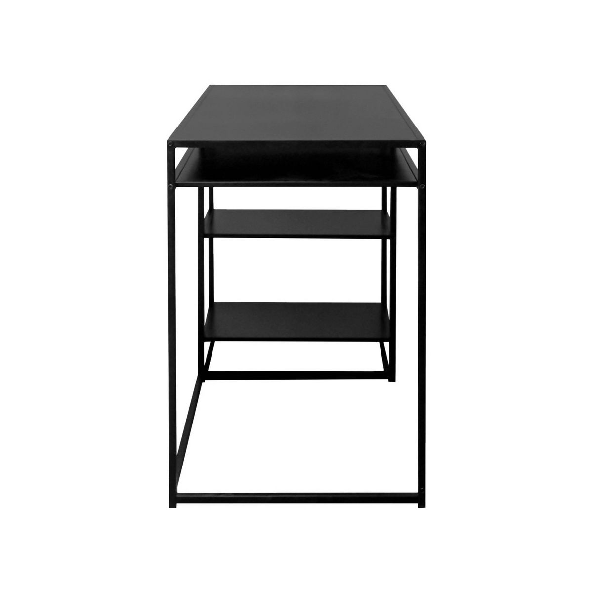 SWEEEK Bureau avec casiers et deux étagères en métal noir 120cm - INDUSTRIELLE