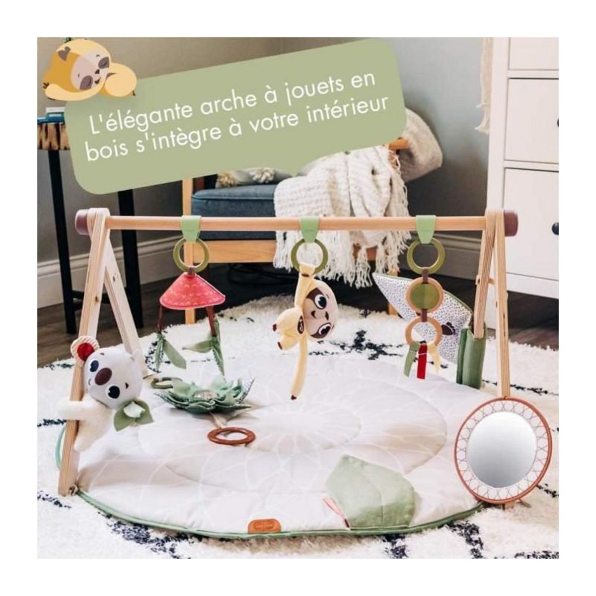 TINY LOVE TINY LOVE Tapis d'Éveil Boho Chic, Tapis de Jeu pour Bébé, Arche de Jouets en Bois - Des la Naissance