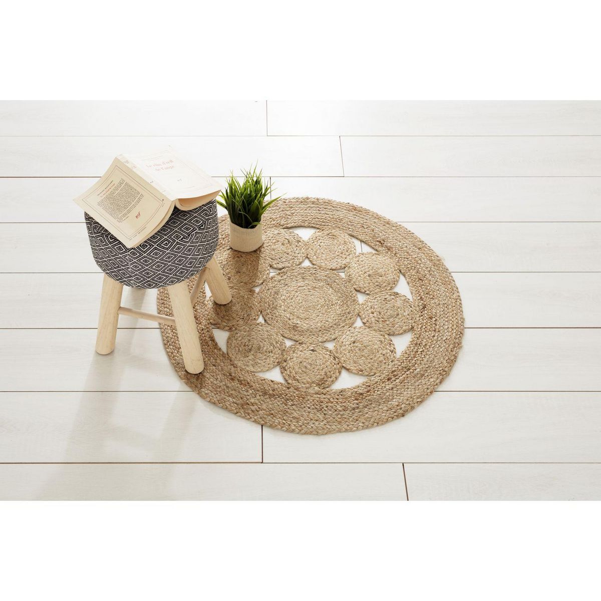 ATMOSPHERA Tapis ajouré en jute Esra Diam. 80cm - Beige