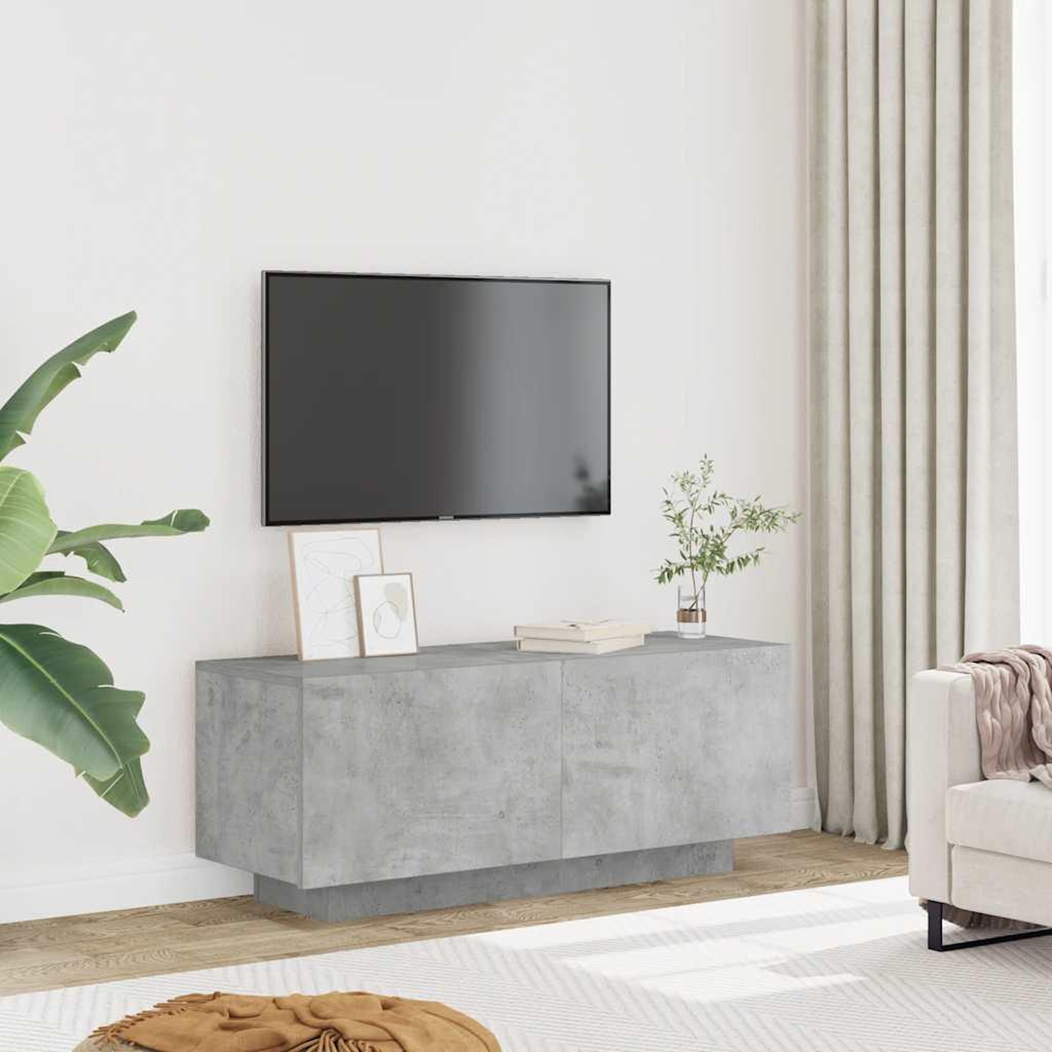 Voir la diapositive 3 : VIDAXL Meuble TV Gris beton 100x35x40 cm Bois d'ingenierie