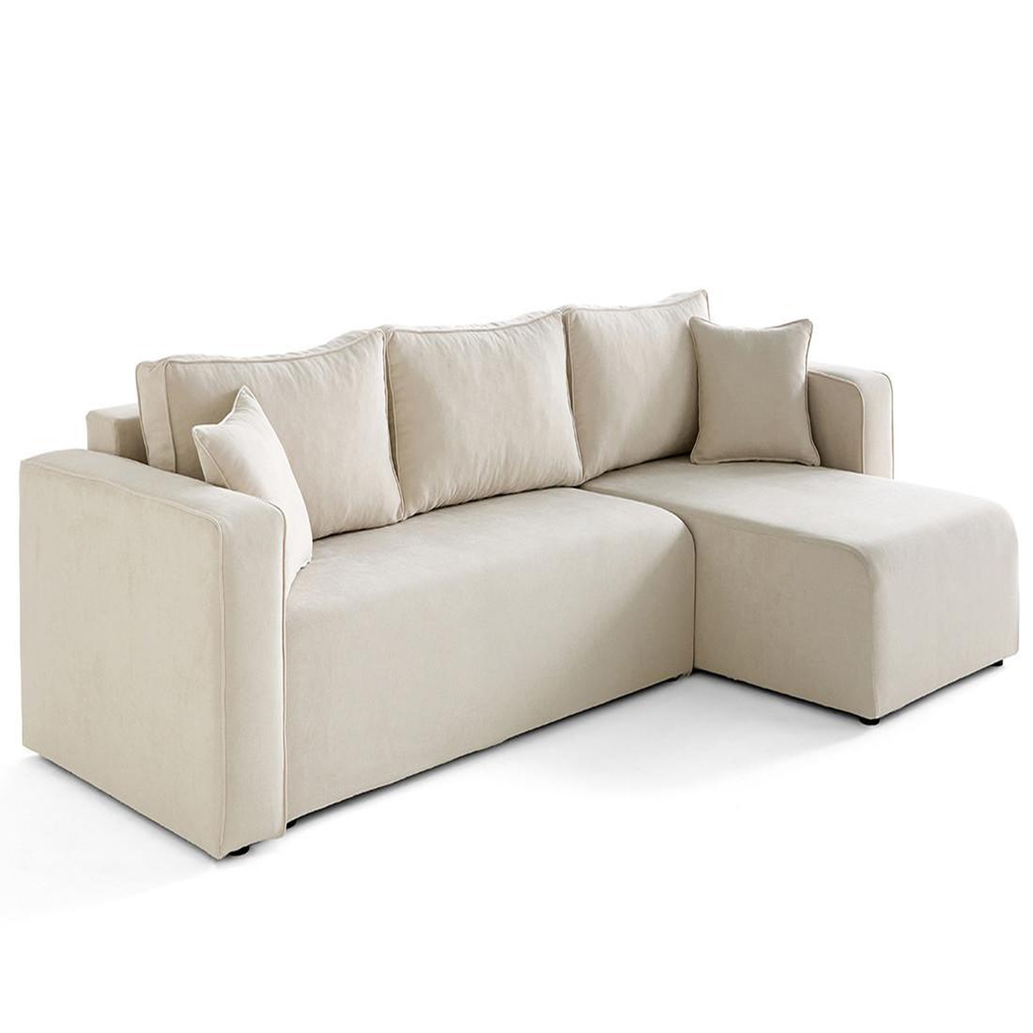 Voir la diapositive 3 : BEST MOBILIER Topaze - canapé d'angle déhoussable réversible 4 places en tissu