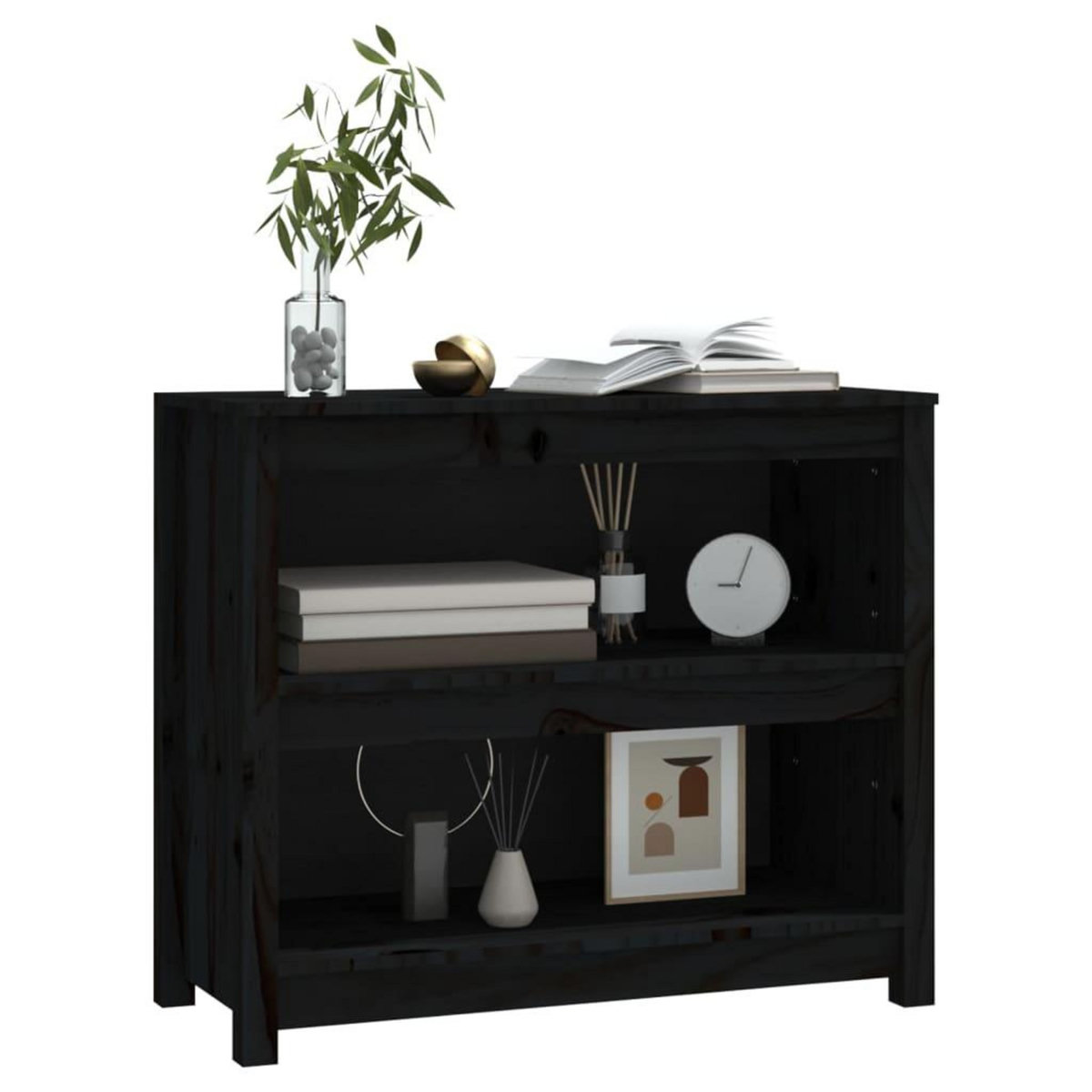 VIDAXL Bibliotheque Noir 80x35x68 cm Bois de pin massif