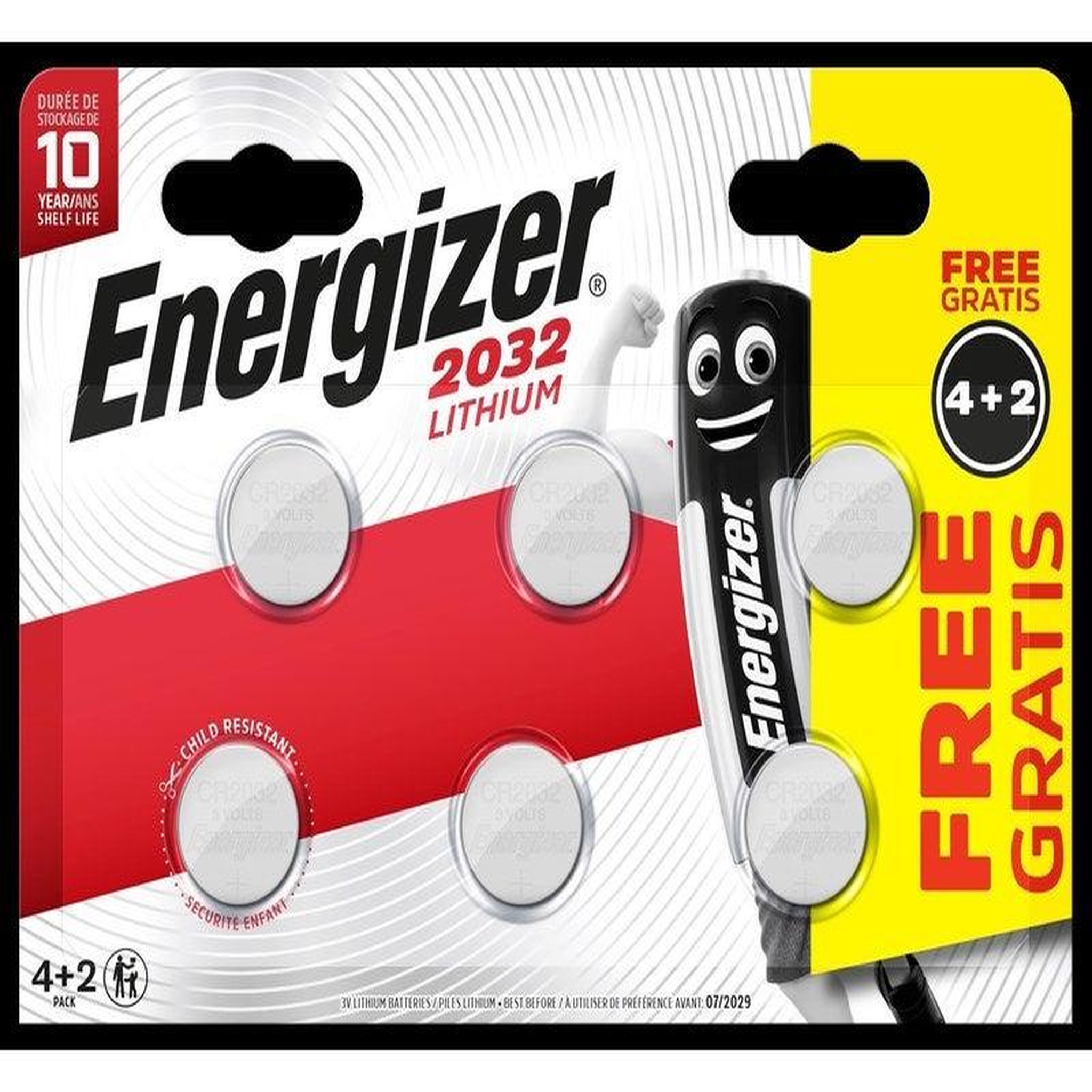 Energizer Lot De 4 + 2 Piles Bouton Cr2032 / Dl2032 Ultimate Lithium, 3 V