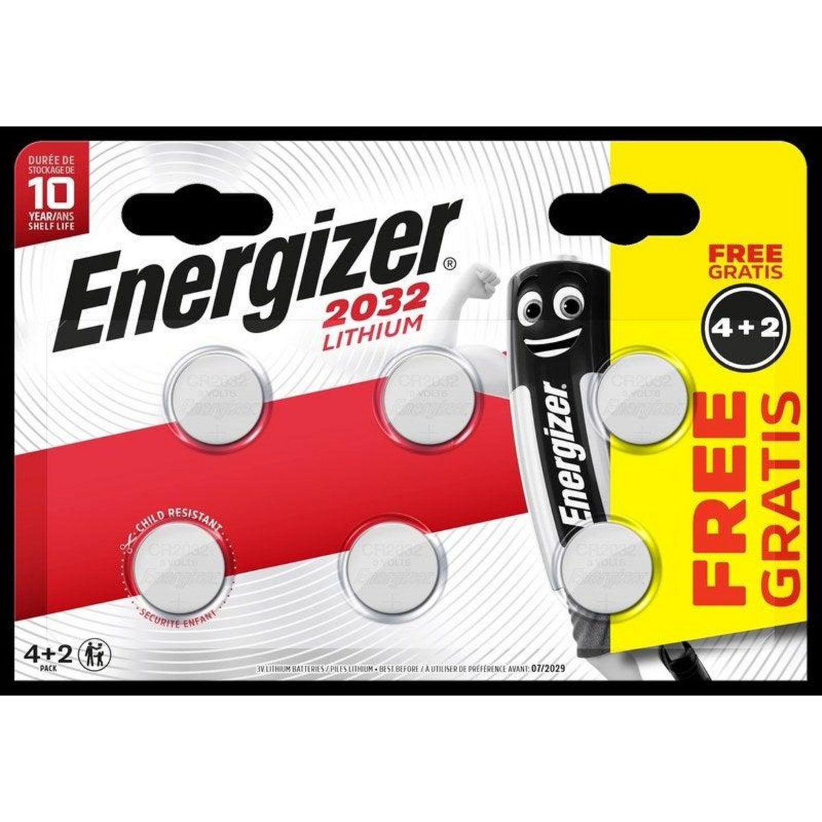 Energizer Lot De 4 + 2 Piles Bouton Cr2032 / Dl2032 Ultimate Lithium, 3 V