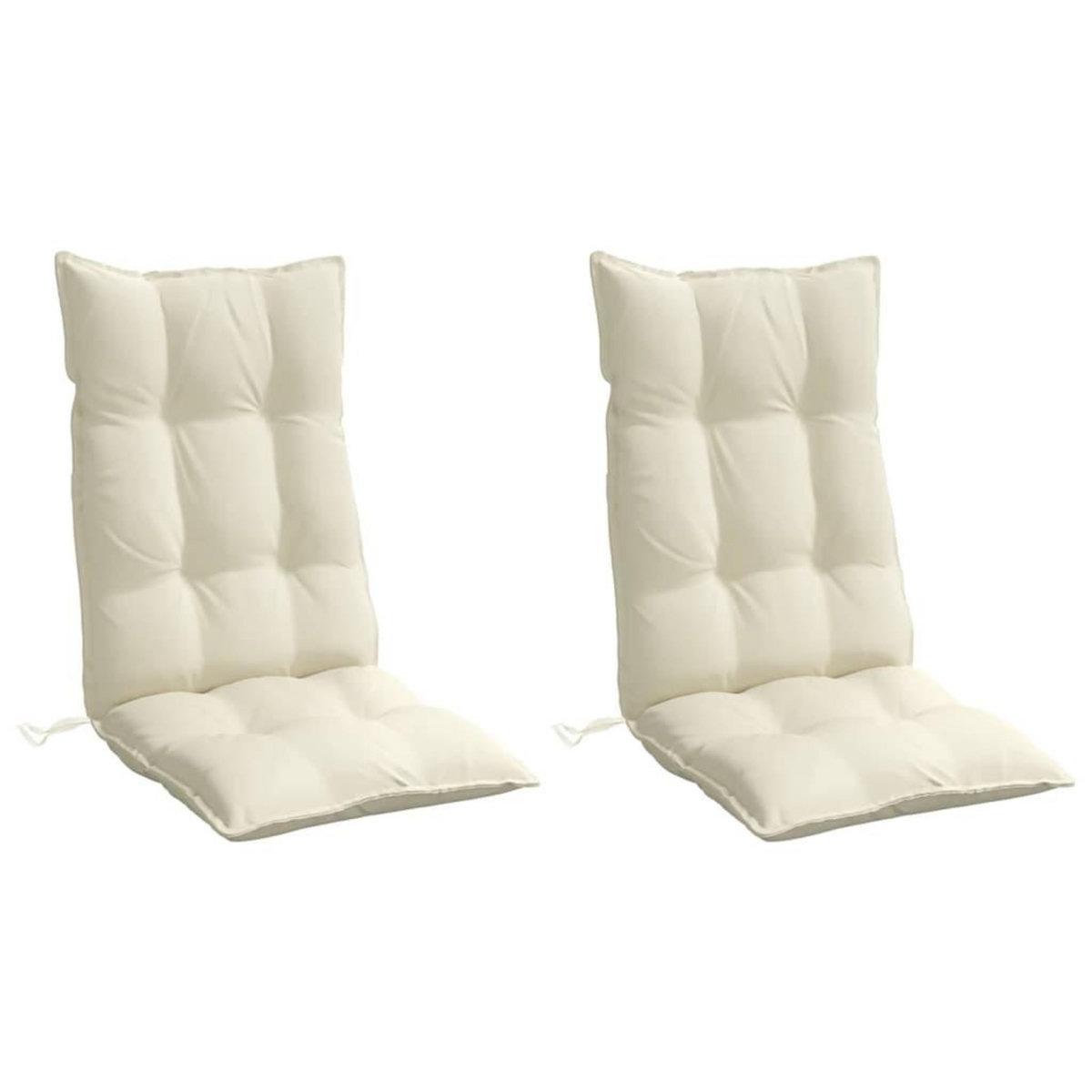 VIDAXL Coussins de chaise a dossier haut lot de 2 creme tissu oxford