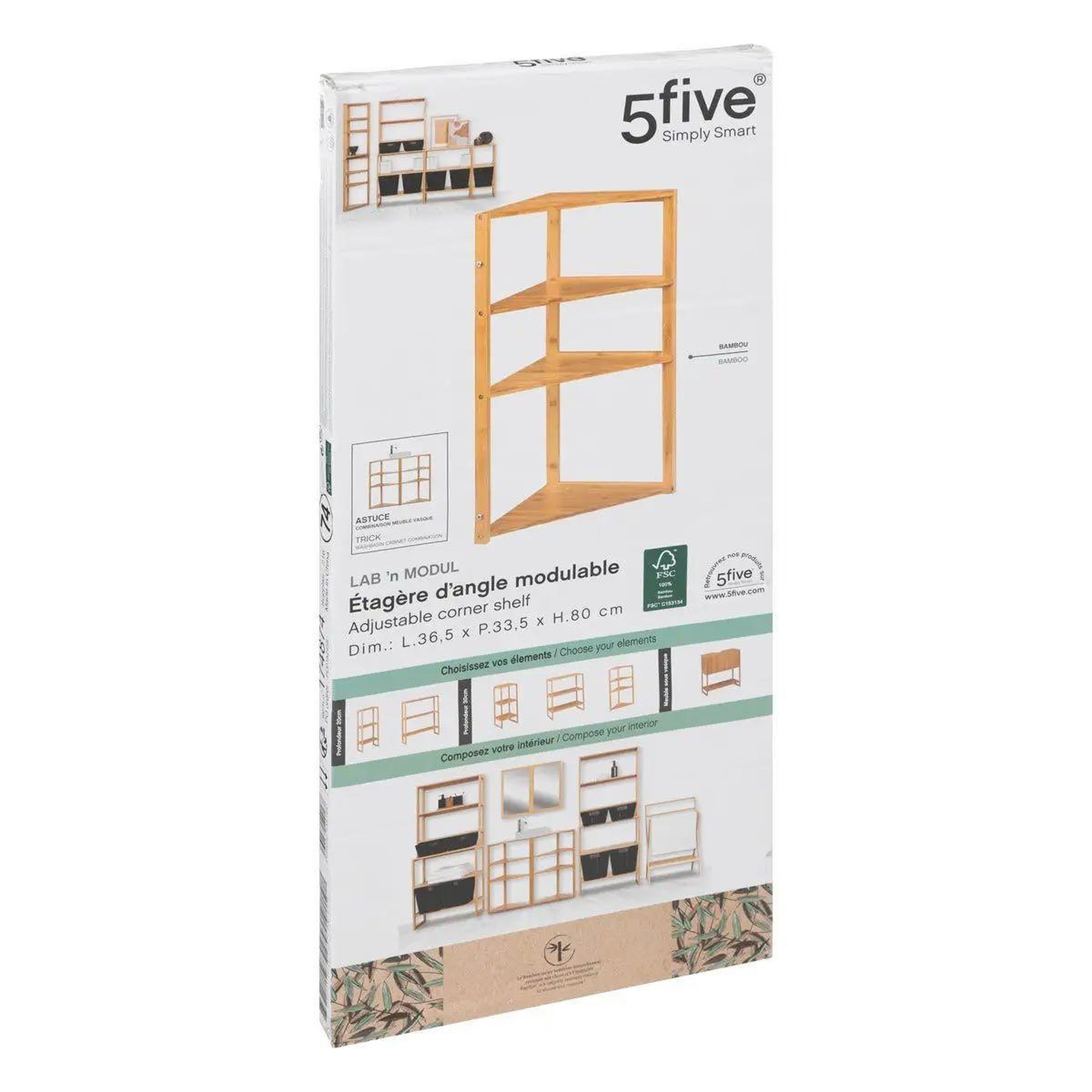 Voir la diapositive 4 : FIVE Étagère d'angle salle de bain  modu'lab  80cm beige