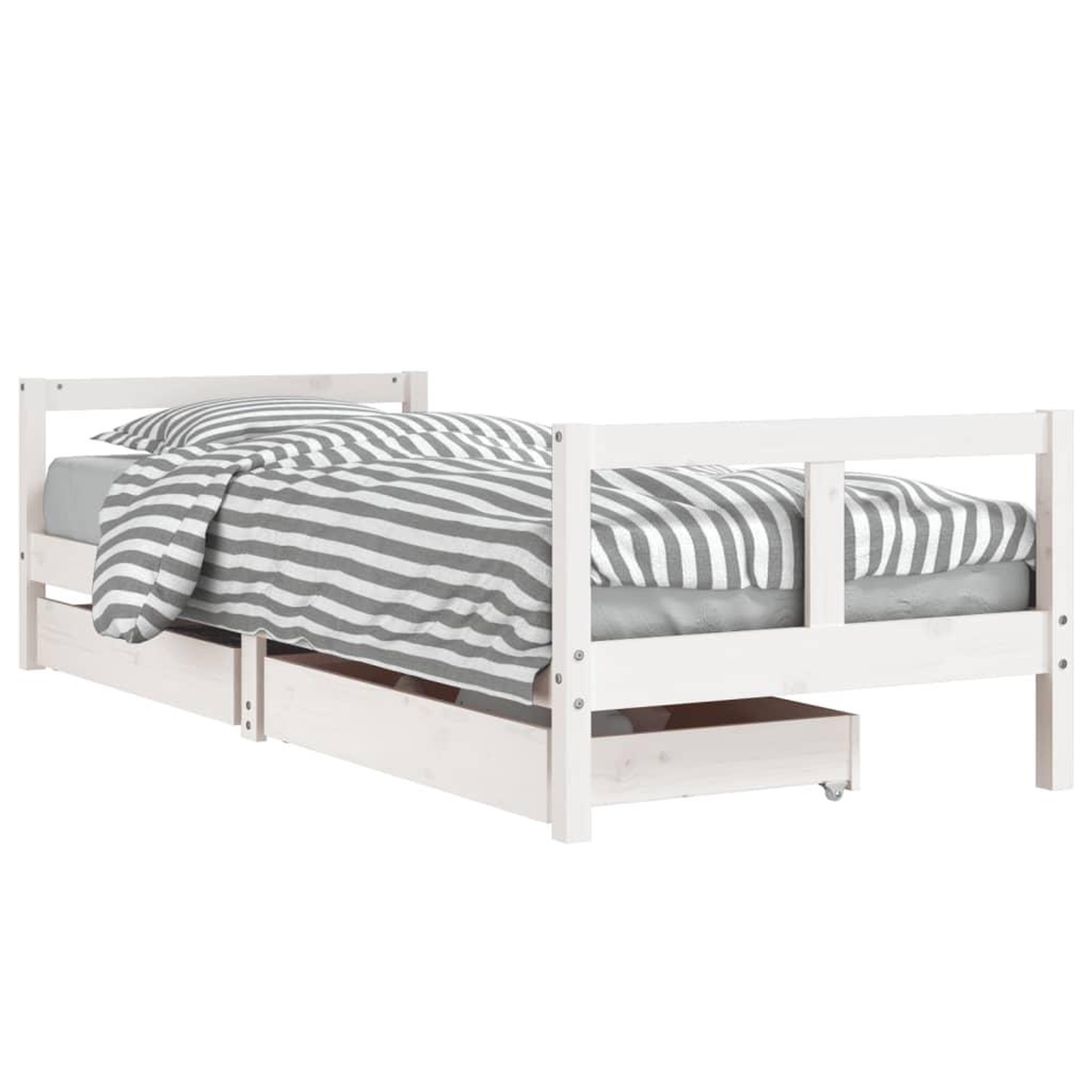 Voir la diapositive 2 : VIDAXL Cadre de lit enfant tiroirs blanc 80x200 cm bois de pin massif