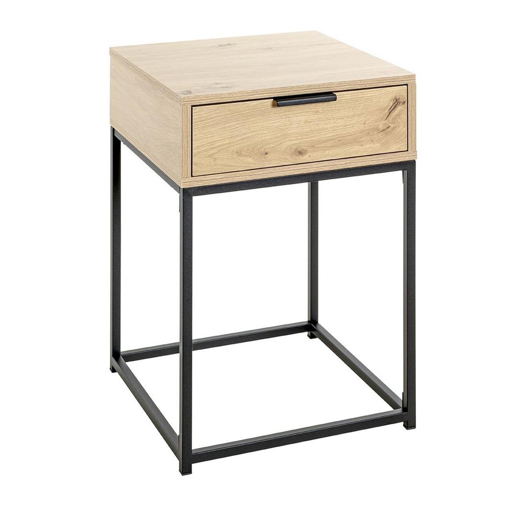 Paris Prix Table de chevet carrée 1 tiroir  maluma  60cm naturel & noir