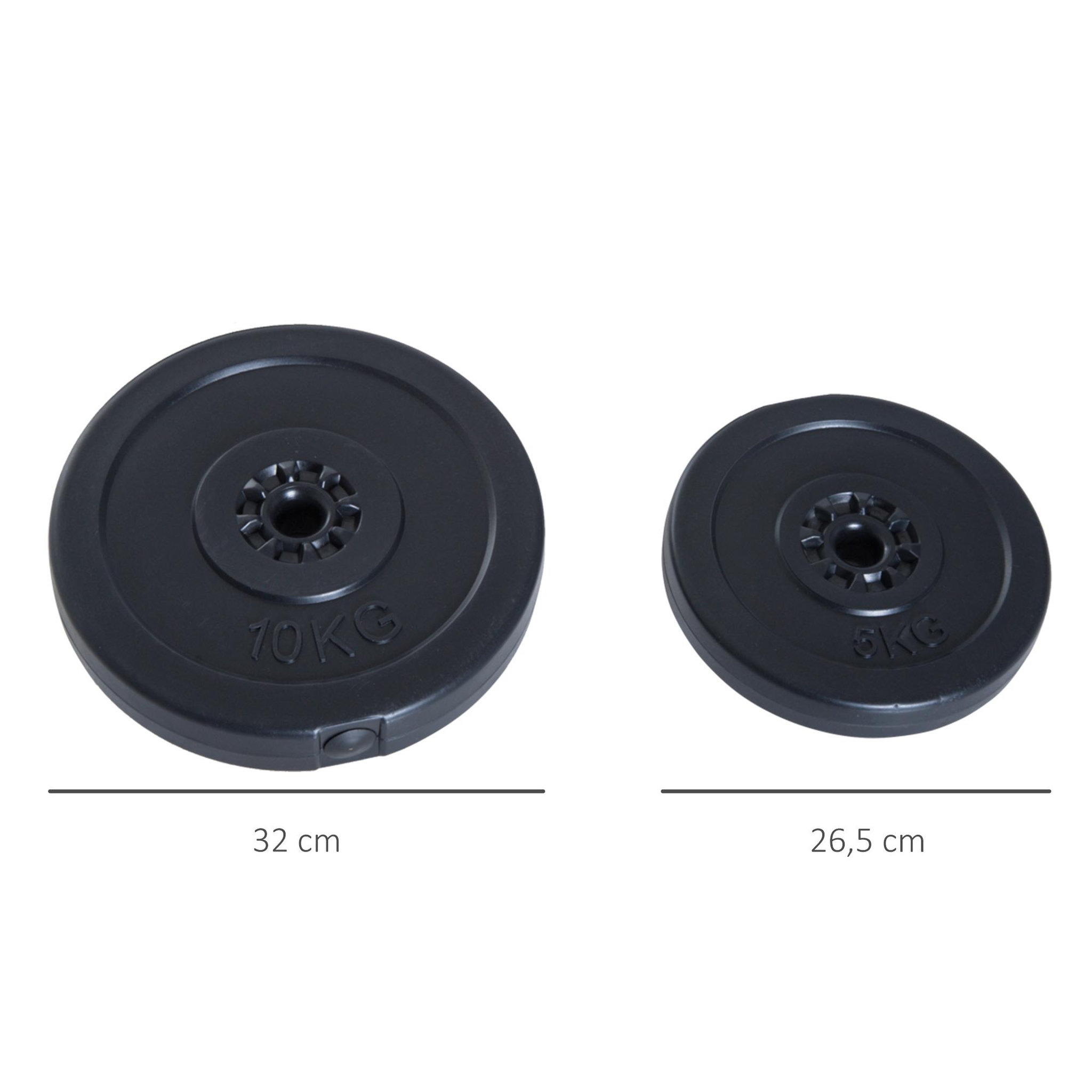 Voir la diapositive 3 : HOMCOM Disques de poids - lot de 4 disques d'haltère - ensemble de poids 5 kg et 10 kg - poids total 30 kg - entraînement musculaire & haltérophilie - hdpe noir