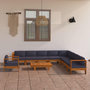 Voir la diapositive 1 : VIDAXL Salon de jardin 10 pcs avec coussins gris fonce Bois d'acacia