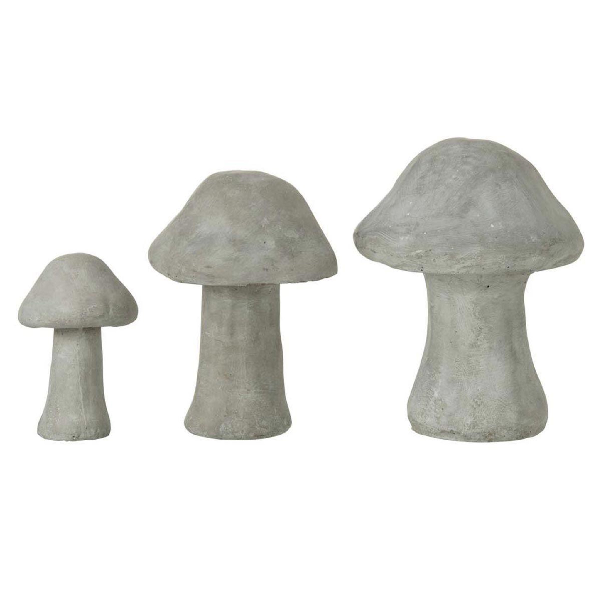 Voir la diapositive 2 : J-LINE Lot de 3 Champignons Déco  Ciment  19cm Gris