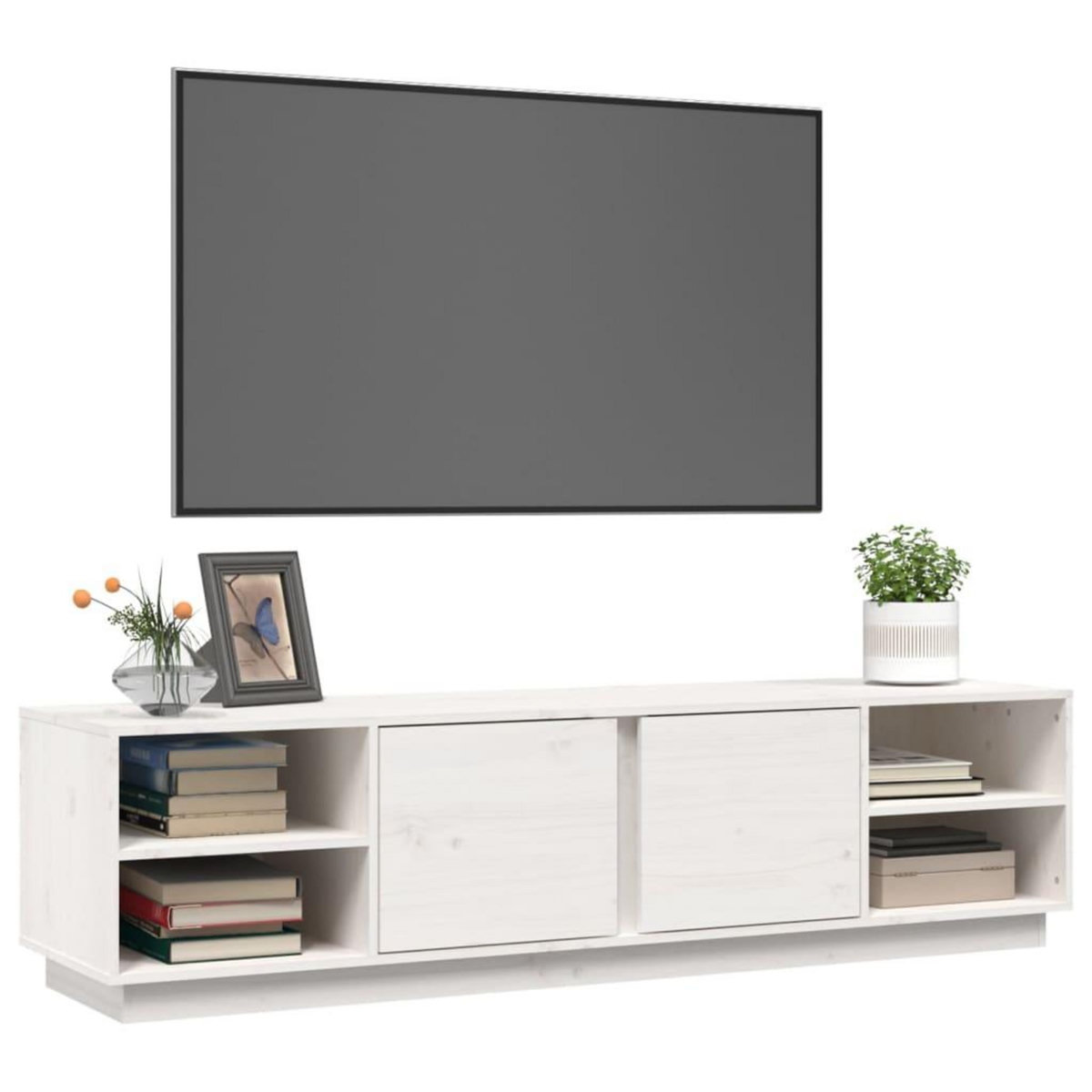 VIDAXL Meuble TV Blanc 156x40x40 cm Bois de pin massif