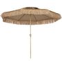 Voir la diapositive 4 : OUTSUNNY Parasol droit style Hawaïen - parasol à franges raphia diamètre 294 cm - manivelle métal marron clair