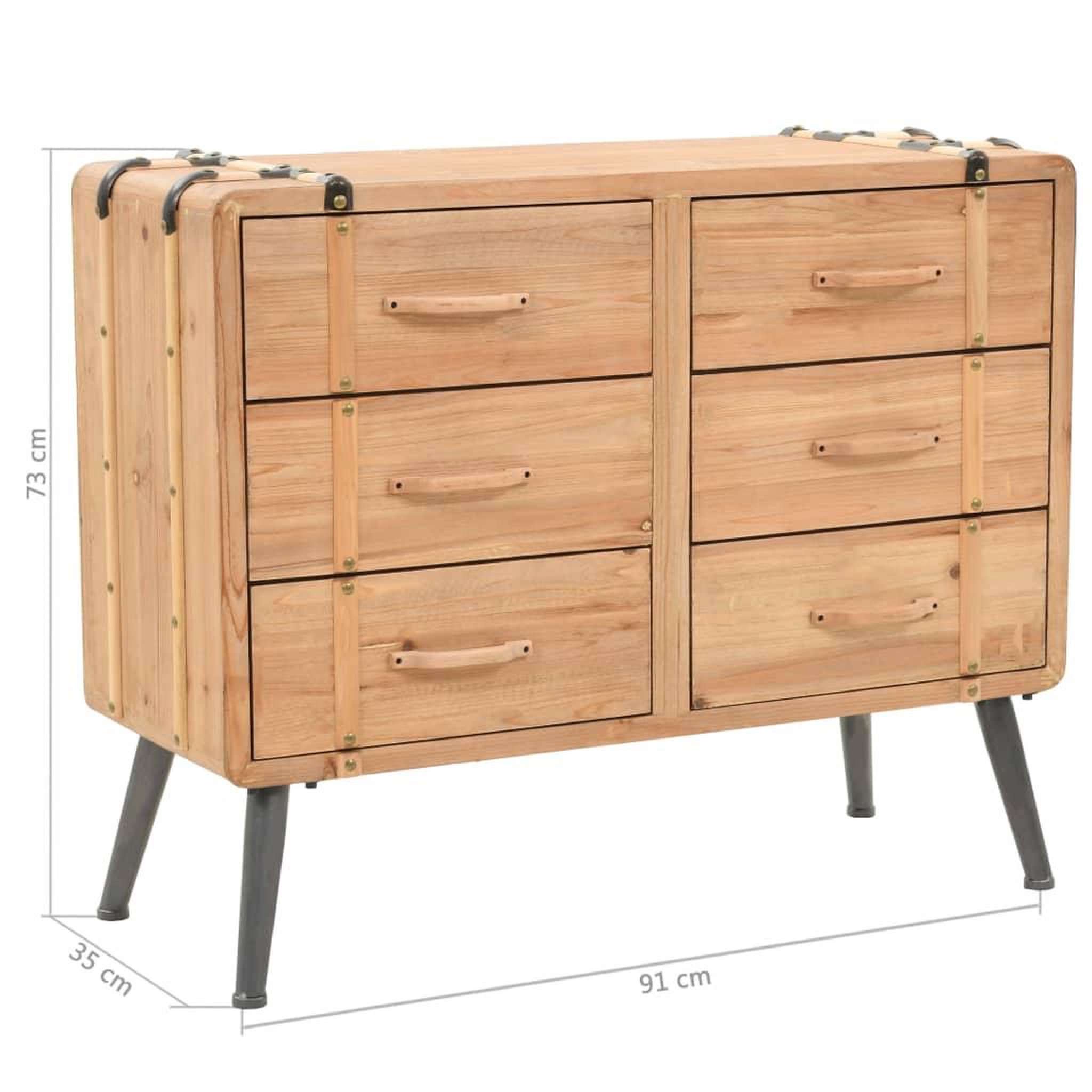 Voir la diapositive 6 : VIDAXL Armoire a tiroirs bois de sapin massif 91x35x73 cm