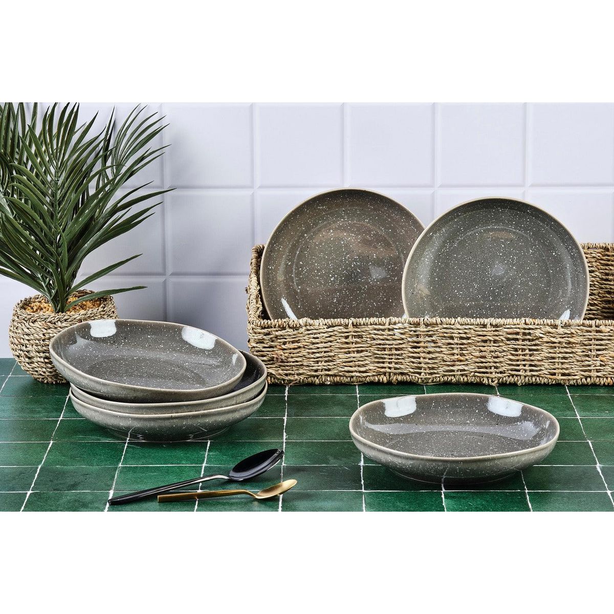 BJORN Assiette creuse STELLAR Ø22,5cm - 6 pièces - Gris béton