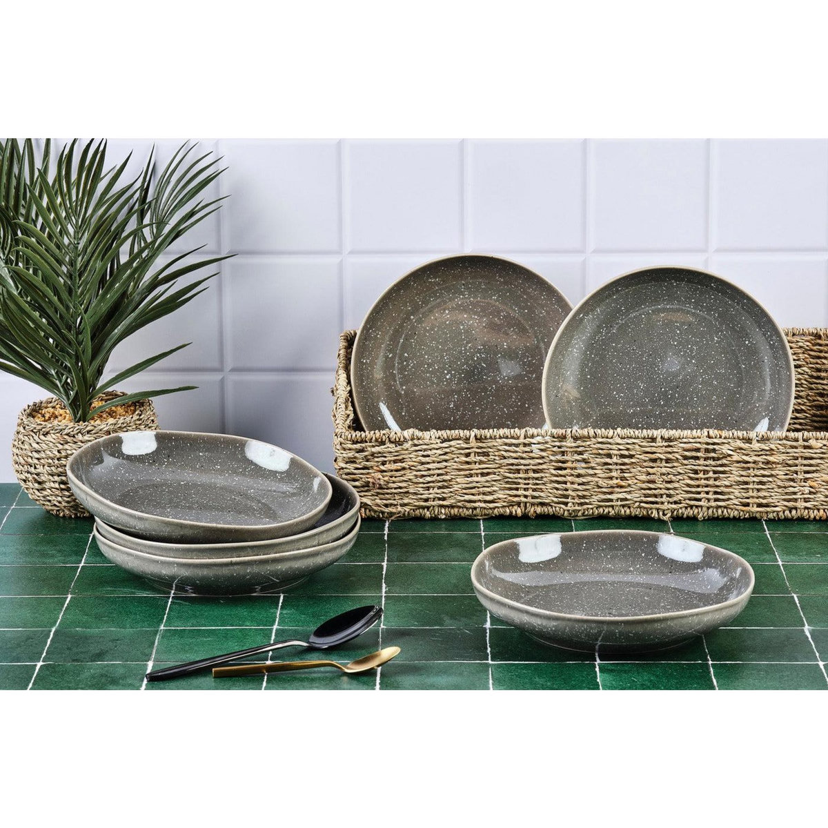 BJORN Assiette creuse STELLAR Ø22,5cm - 6 pièces - Gris béton