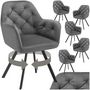 Voir la diapositive 1 : tectake Fauteuil pivotant en velours avec accoudoirs rembourré avec motif matelassé gris anthracite Lot de 6
