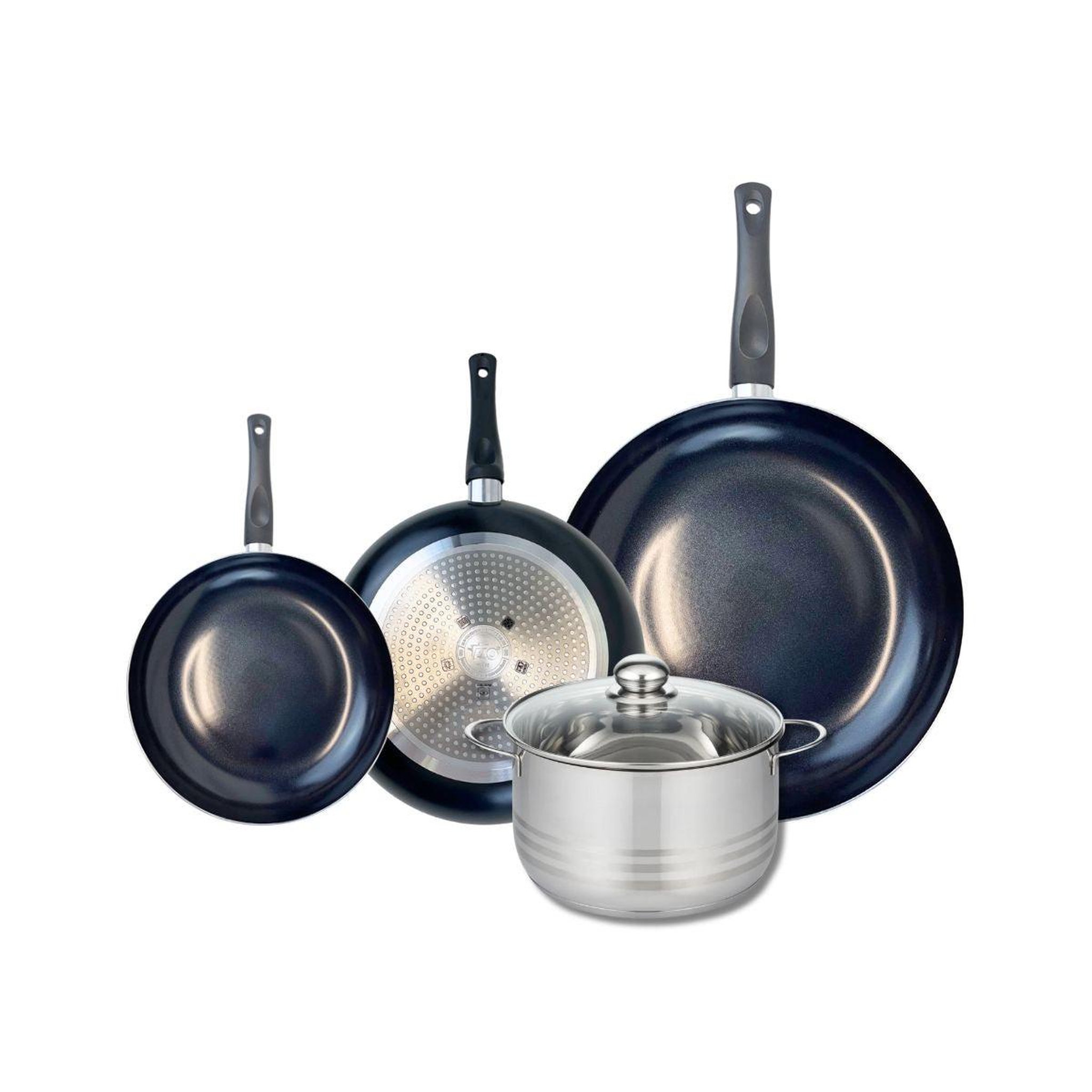 ELO Ensemble de 3 poêles de cuisson 20, 24 et 32 cm et 1 faitout 20 cm elo prima brillant