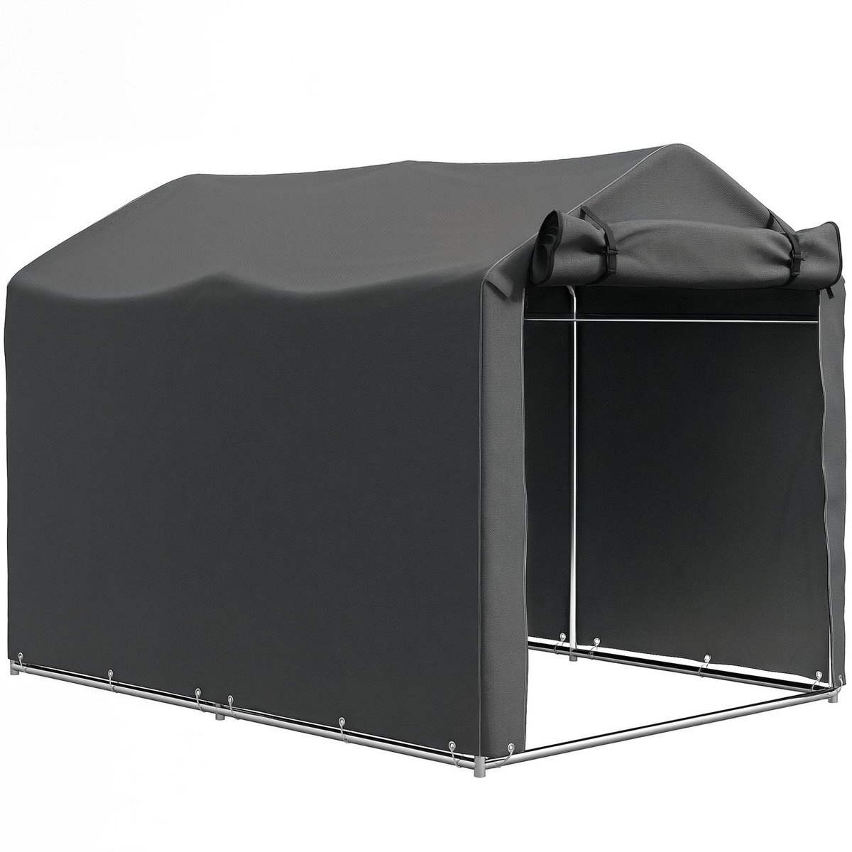 OUTSUNNY Tente de stockage - abri de jardin dim. 2 x 1,6 x 1,65 m - porte enroulable zippée - métal galvanisé PE gris