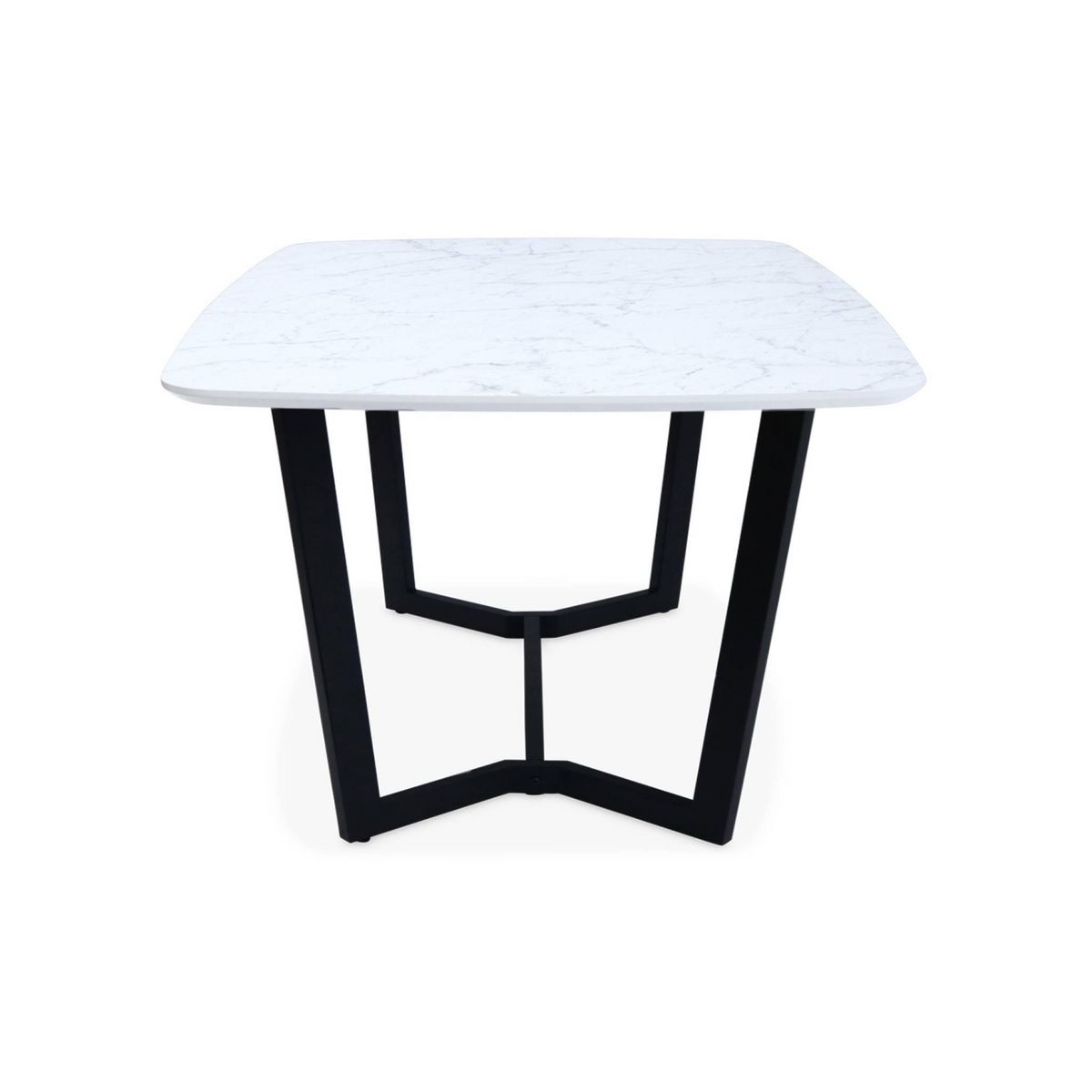 SWEEEK Table à manger 4 à 6 places effet marbre. pieds métal noir. 120cm