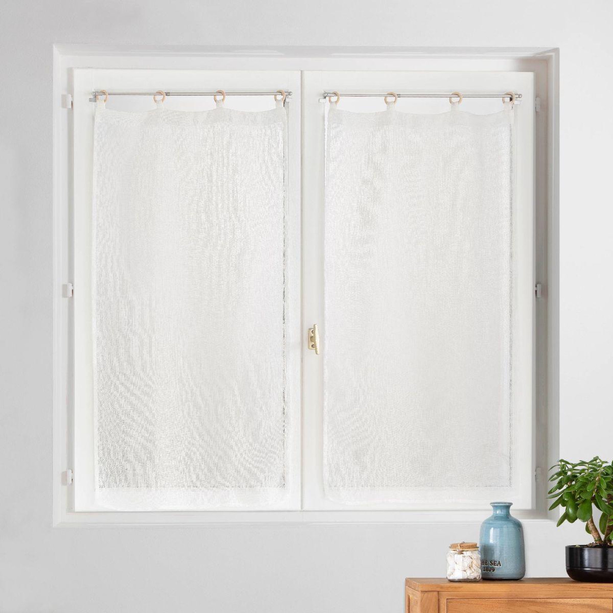 Voir la diapositive 3 : Douceur d'Intérieur Paire de voilages à œillets  minalisa  60x120cm blanc