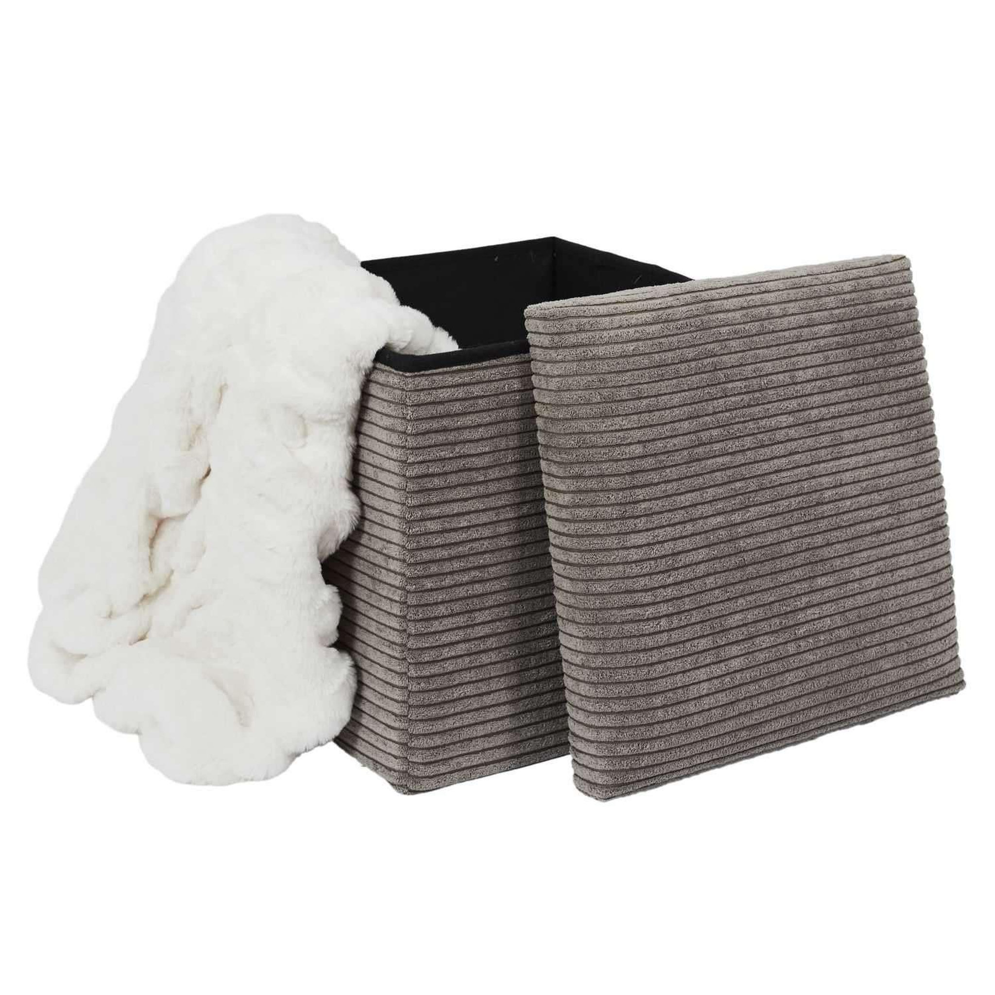 Voir la diapositive 5 : The Home Deco Factory Pouf de rangement pliable effet côtelé