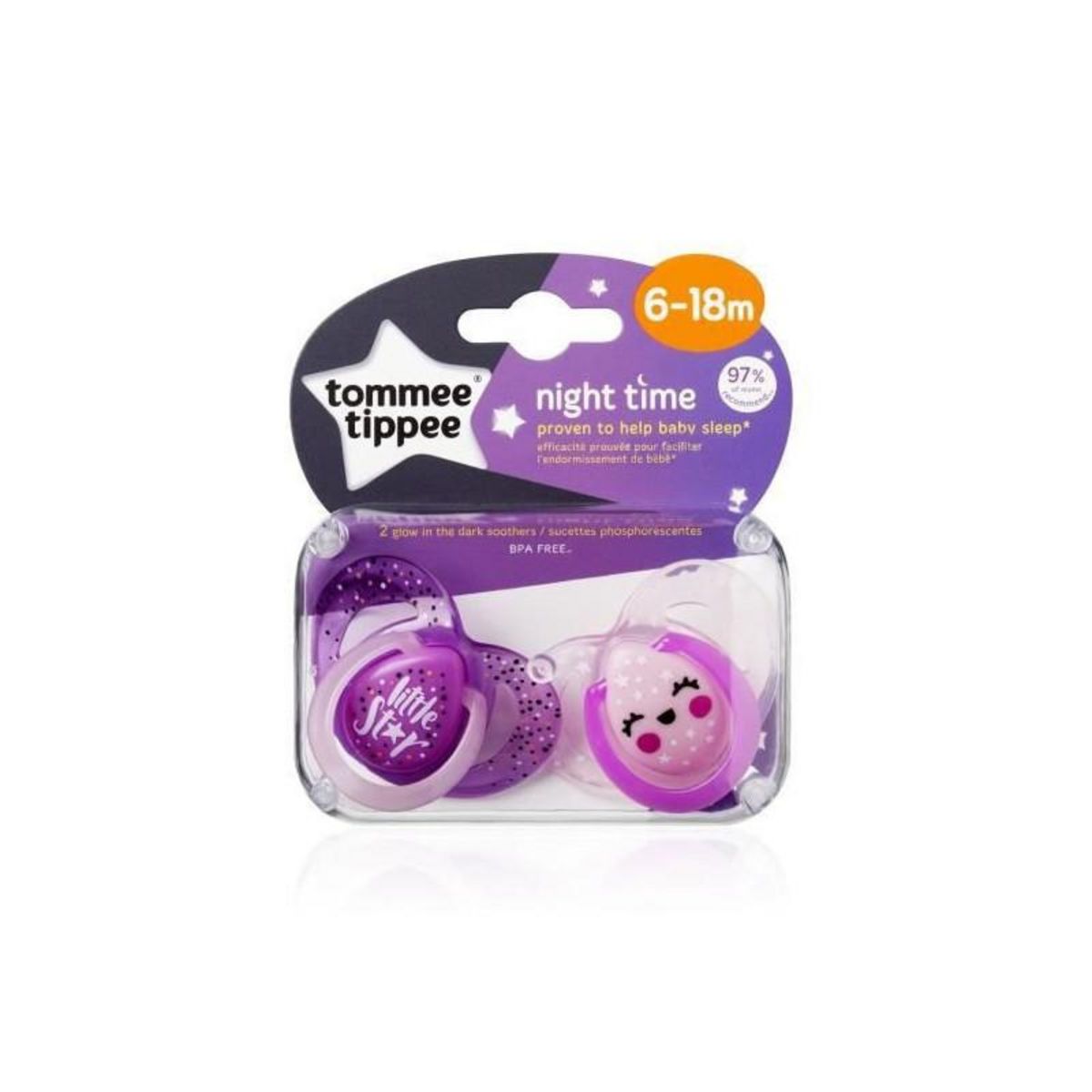 TOMMEE TIPPEE TOMMEE TIPPEE 2 Sucettes CTN Nuit 6-18m