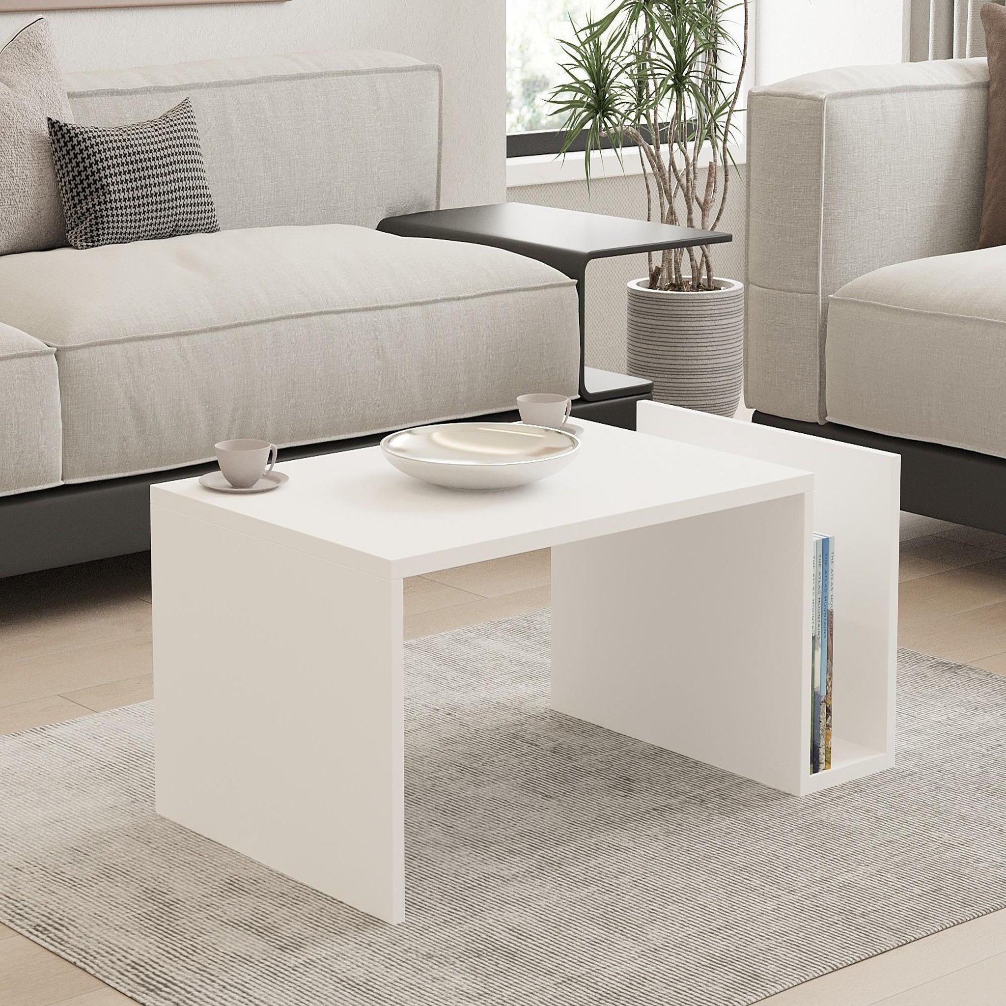 Voir la diapositive 2 : Habitat et Jardin Table basse en bois  memo  - 86 x 50 x 32 cm - blanc