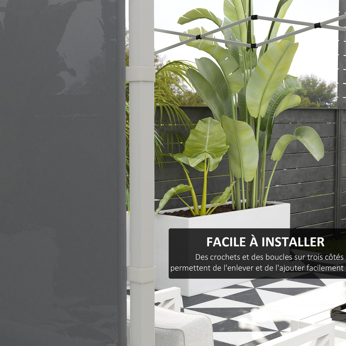 OUTSUNNY Lot de 2 panneaux latéraux barnum tonnelle 6x3 m ou 3x3 m oxford gris