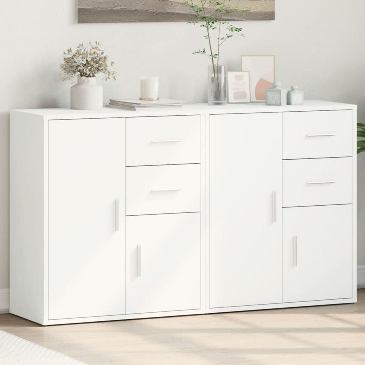 VIDAXL Buffets 2 pcs blanc 60x31x70 cm bois d'ingenierie