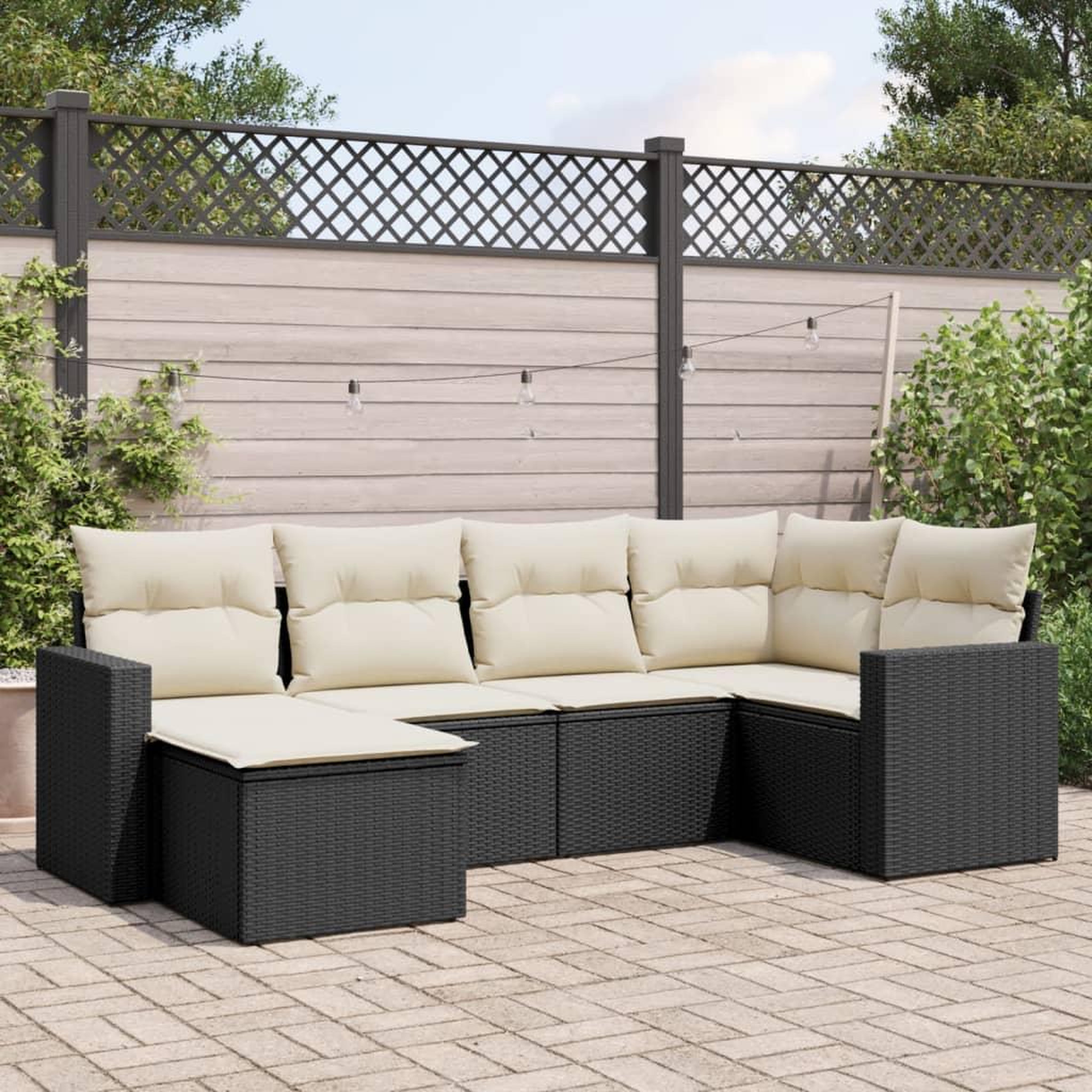 VIDAXL Salon de jardin 6 pcs avec coussins noir resine tressee