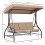 Voir la diapositive 3 : OUTSUNNY Balancelle de jardin convertible 3 places avec coussins métal polyester kaki
