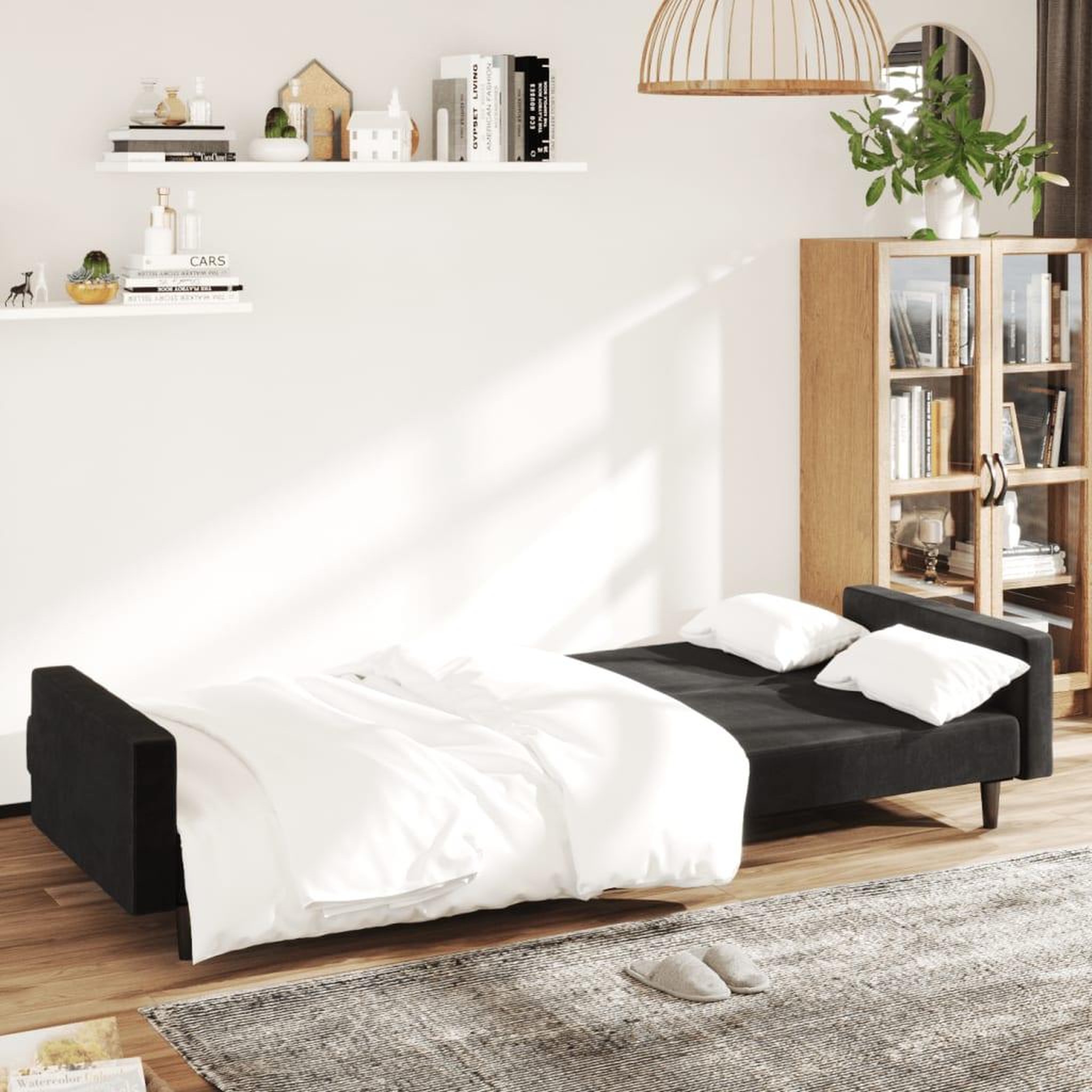 Voir la diapositive 3 : VIDAXL Canape-lit 2 places noir velours