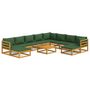 Voir la diapositive 2 : VIDAXL Salon de jardin 11 pcs avec coussins vert bois massif