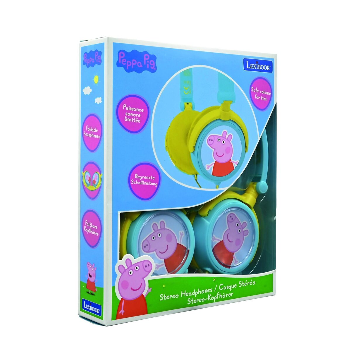 Lexibook Casque stéréo filaire pliable Peppa Pig avec limitation de volume d'écoute