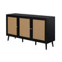 Voir la diapositive 4 : BEST MOBILIER Goto - buffet bas - noir et cannage - 3 portes - 140 cm