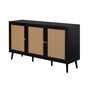Voir la diapositive 4 : BEST MOBILIER Goto - buffet bas - noir et cannage - 140 cm