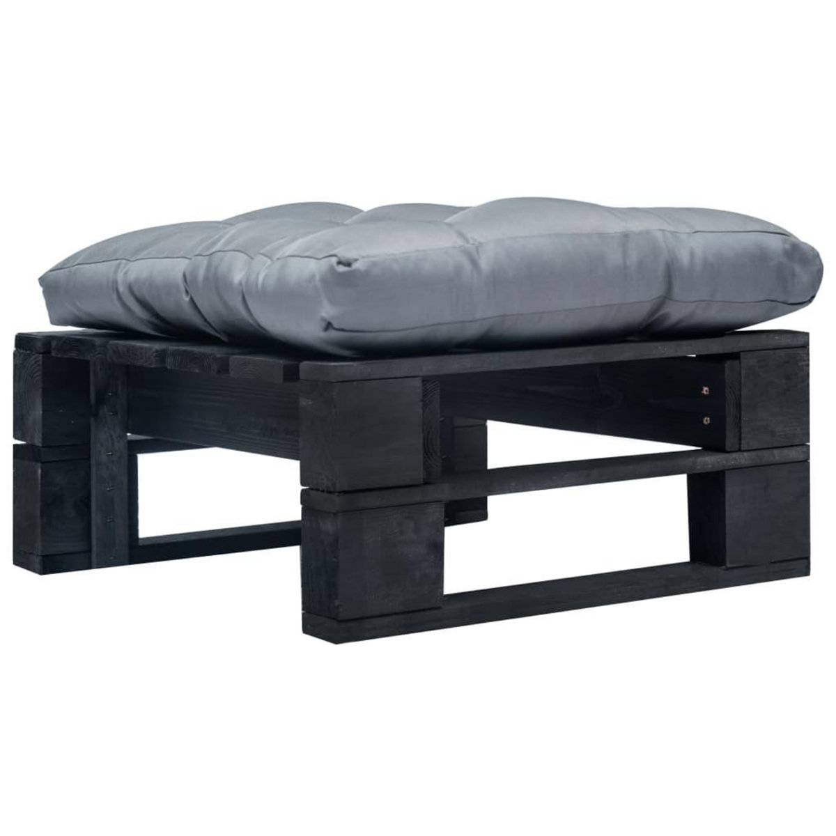 VIDAXL Repose-pied palette de jardin avec coussin gris noir bois