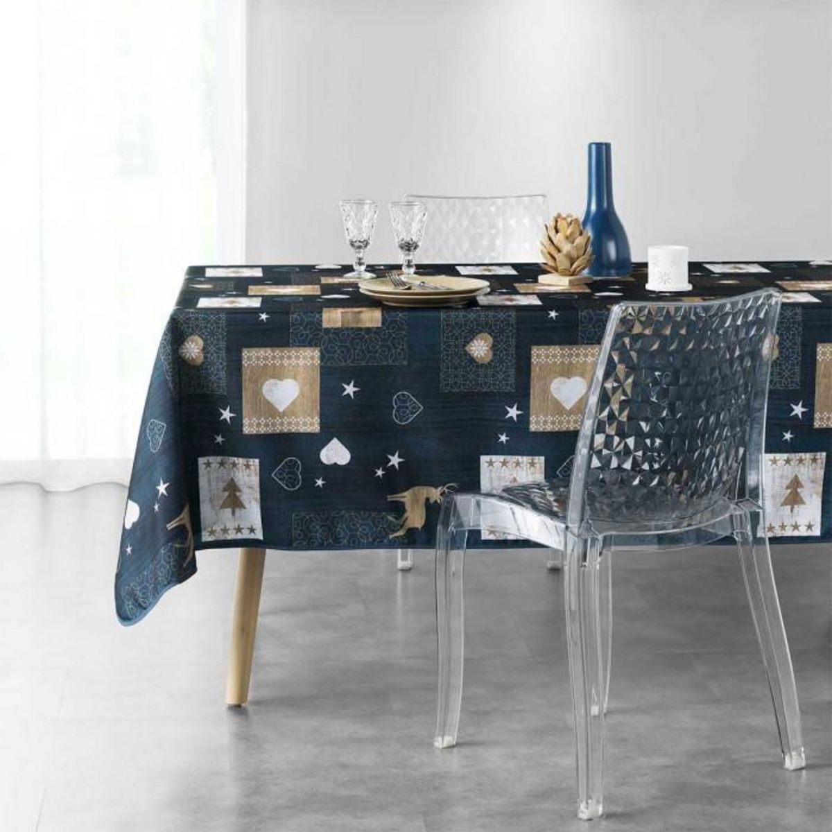 Paris Prix Nappe Imprimée  Augustin  150x240cm Bleu