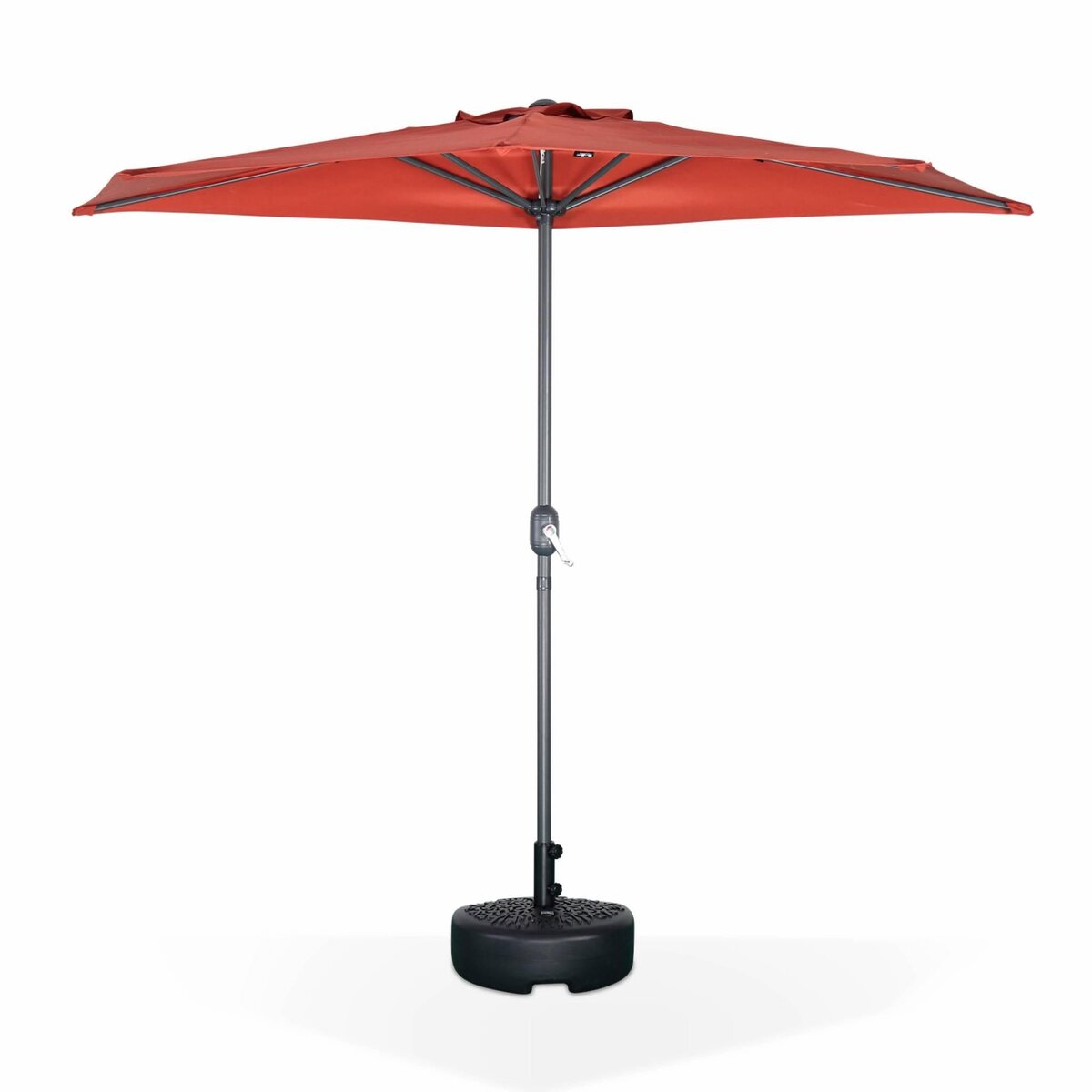 SWEEEK Parasol de balcon Ø250cm  – CALVI – Demi-parasol droit, mât central en aluminium avec manivelle d'ouverture