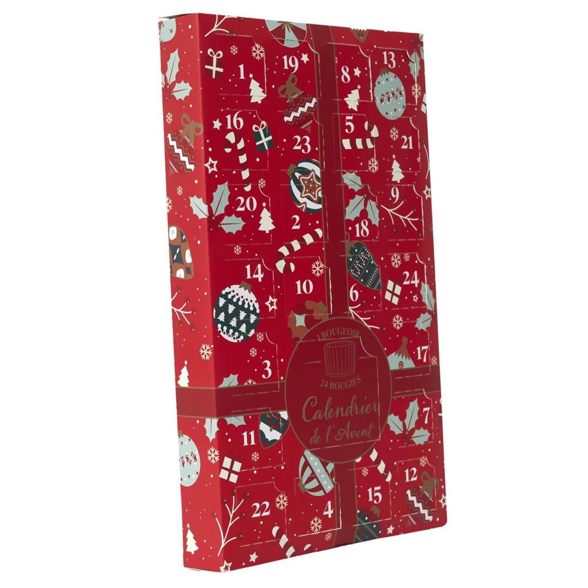 Voir la diapositive 2 : The Home Deco Factory Calendrier de l'avent 24 bougies parfumées & photophore  noël  37cm rouge