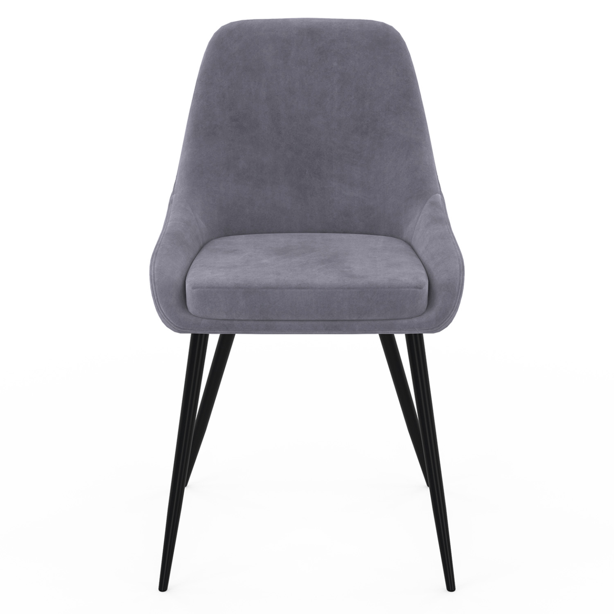 Voir la diapositive 4 : ID MARKET Lot de 4 chaises thalya en velours gris clair avec accoudoirs