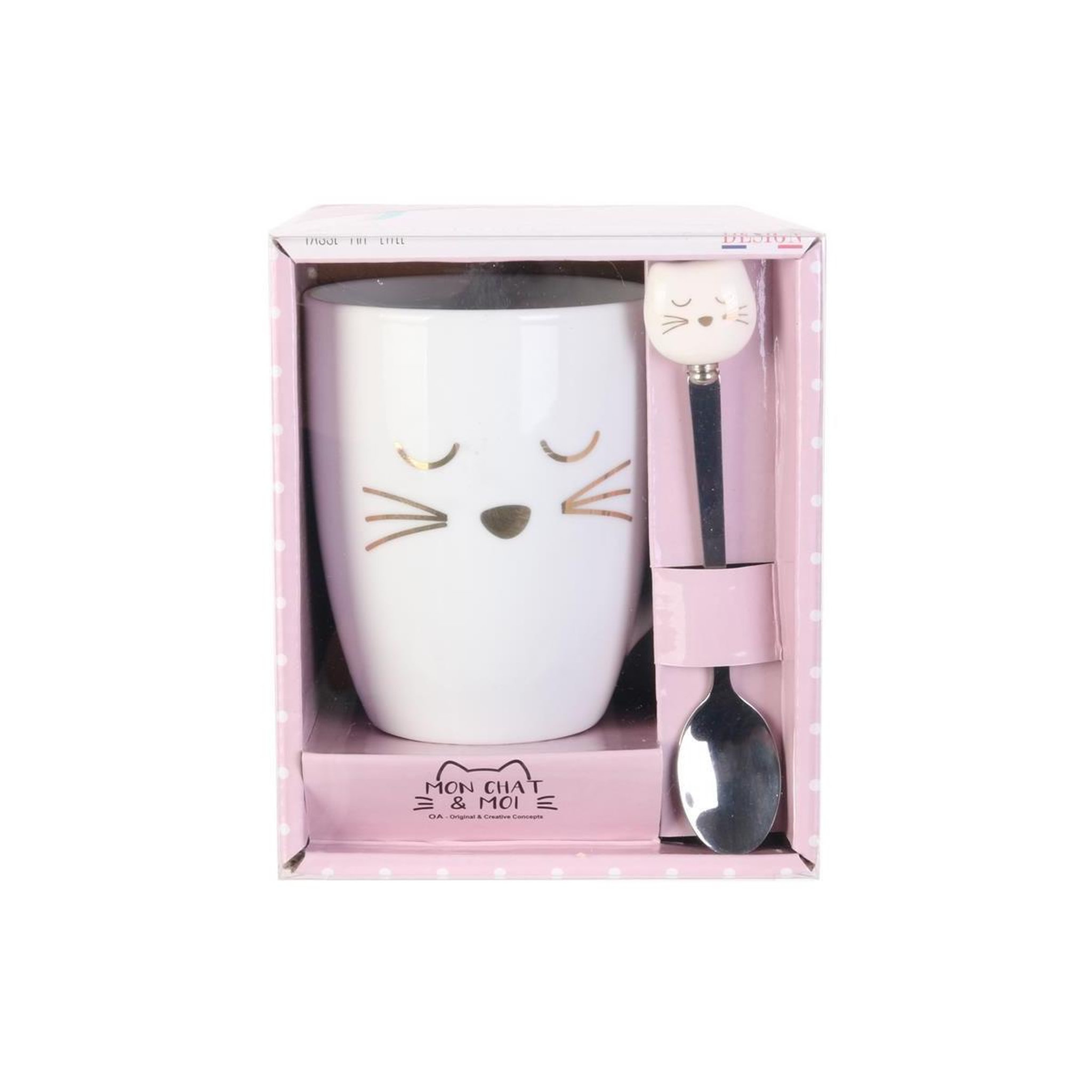 Voir la diapositive 4 : The concept Factory Mug déco avec cuillère  chat  11cm blanc