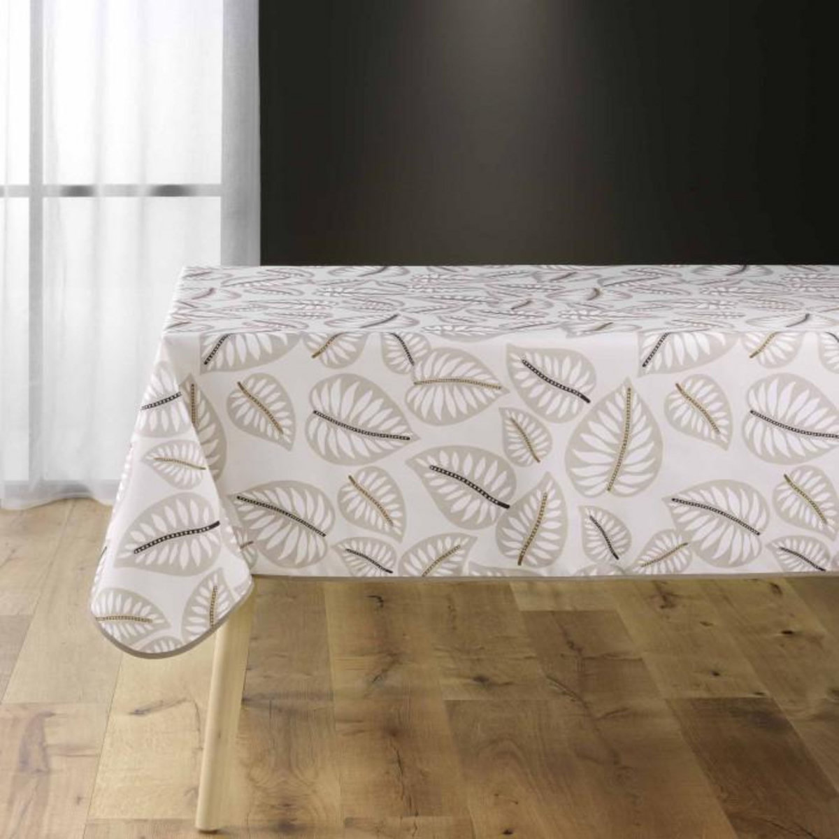 Paris Prix Nappe Antitache Imprimé  Alma  150x240cm Naturel
