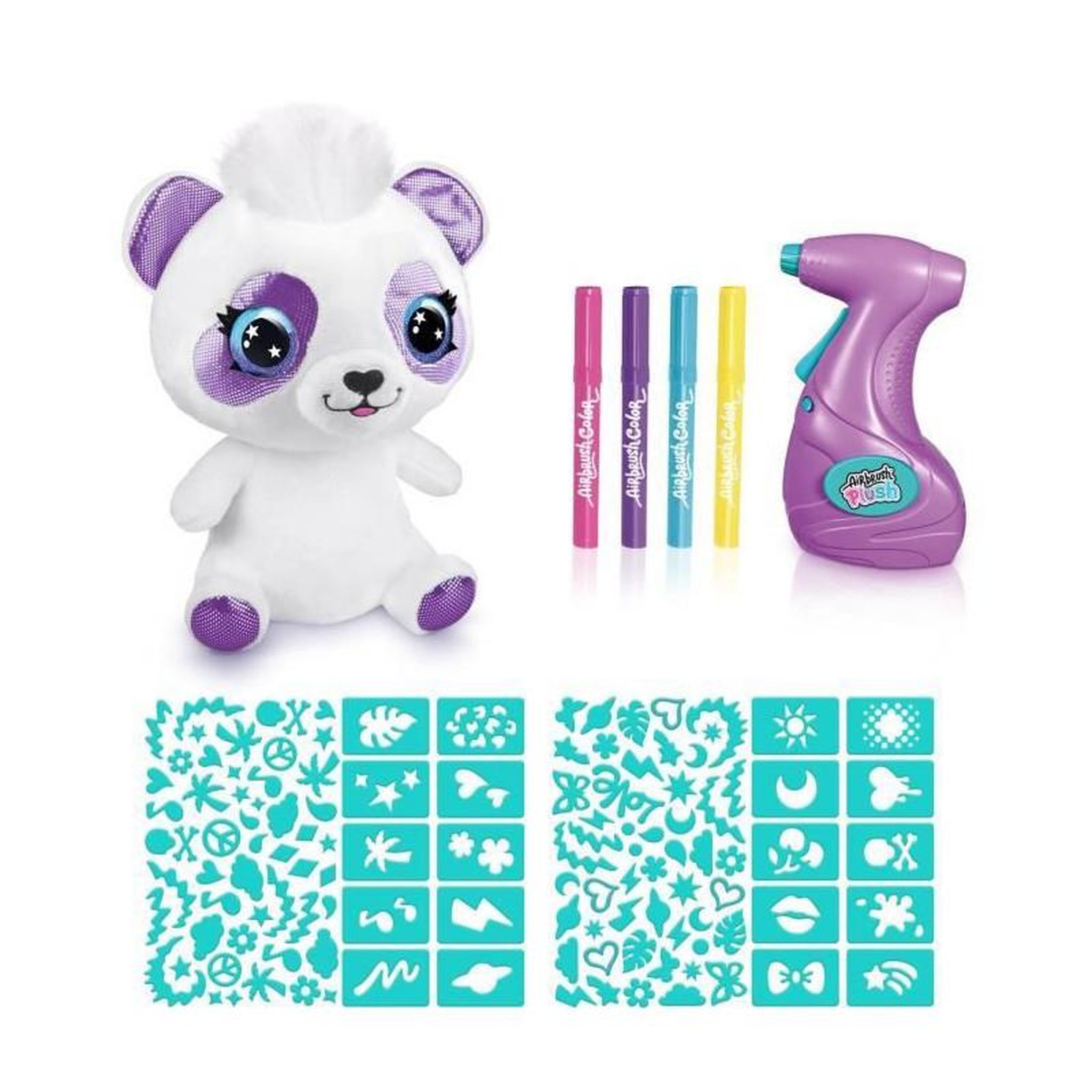 Voir la diapositive 2 : Canal Toys Peluche Airbrush Panda a personnaliser - Peluche spray art avec feutres et pochoirs - OFG 257 - Canal Toys