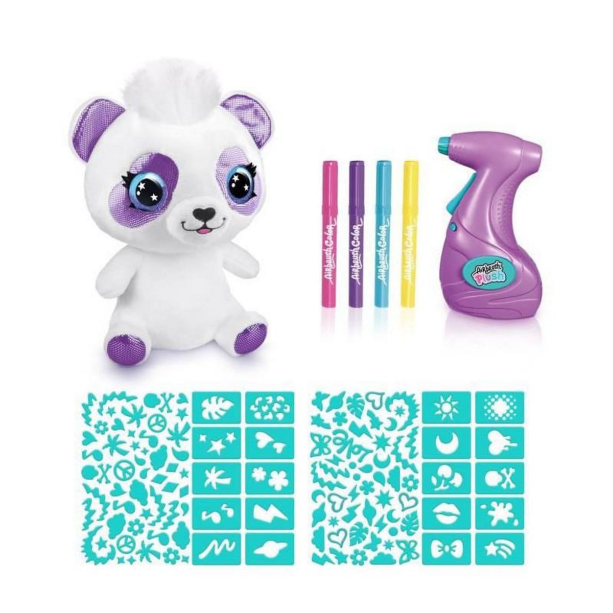 Canal Toys Peluche Airbrush Panda a personnaliser - Peluche spray art avec feutres et pochoirs - OFG 257 - Canal Toys