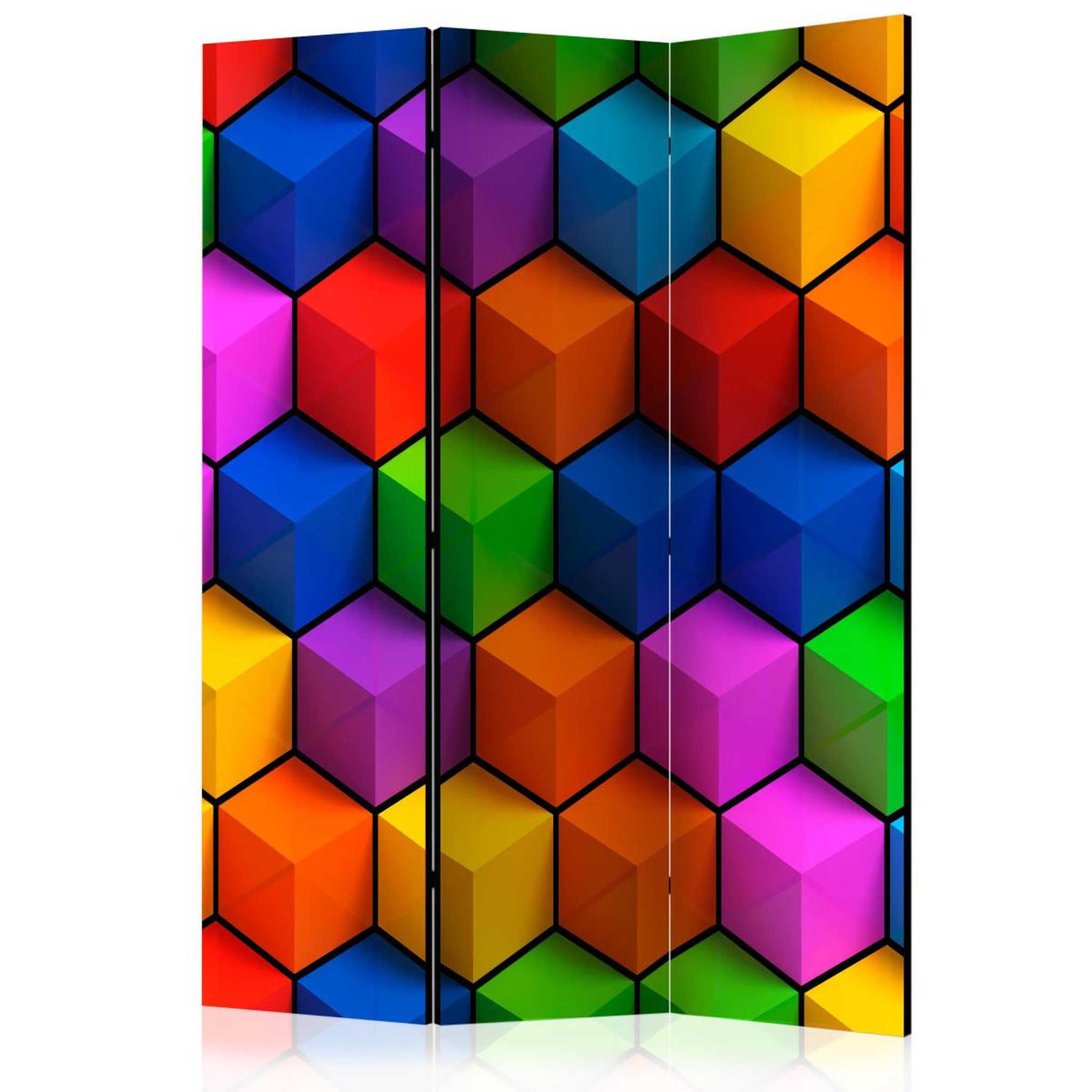 Paris Prix Paravent 3 volets  colorful geometric boxes  135x172cm